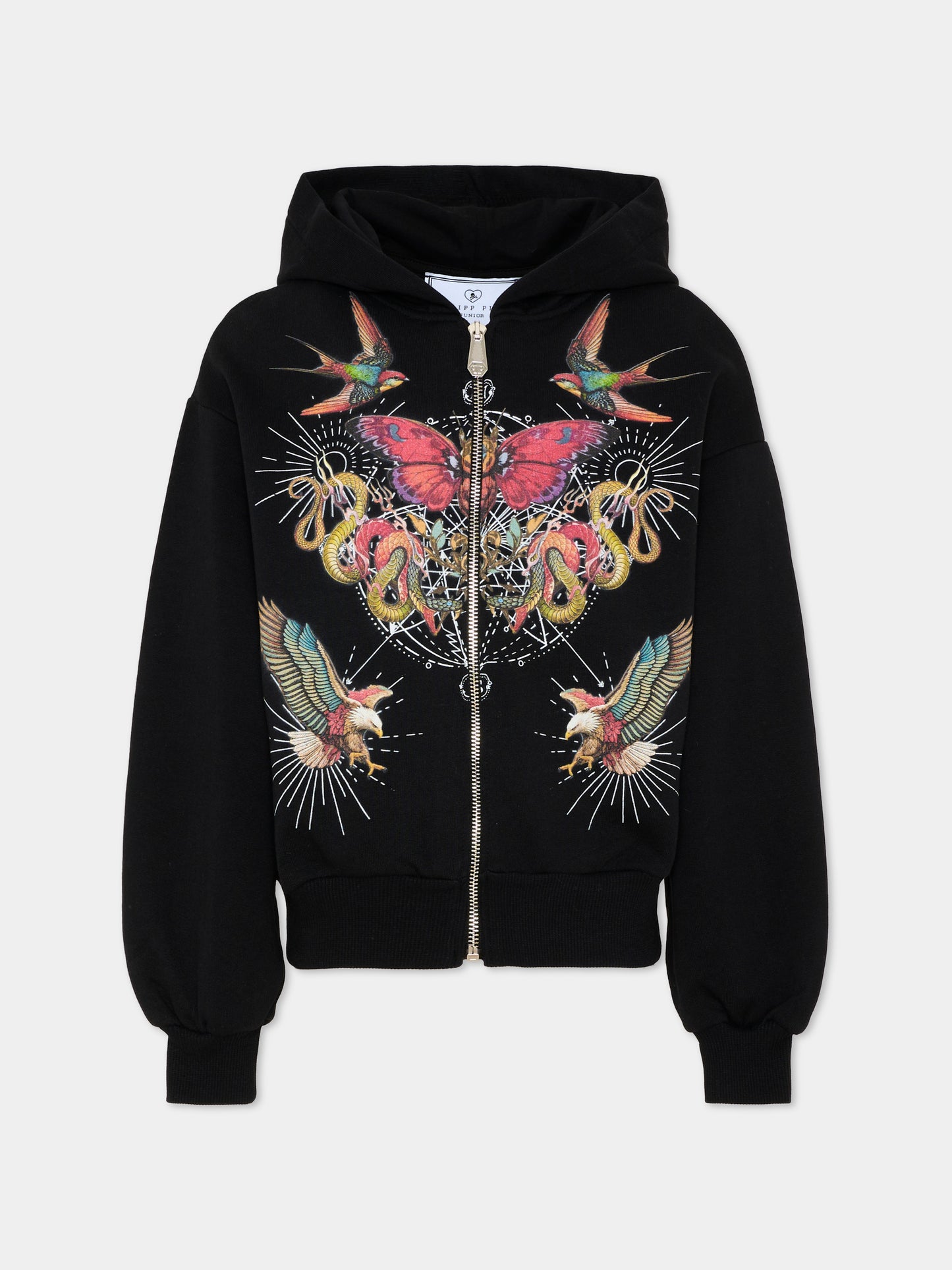 Felpa nera con grafica per bambina,Philipp Plein Junior,S6PHJGZH141 110
