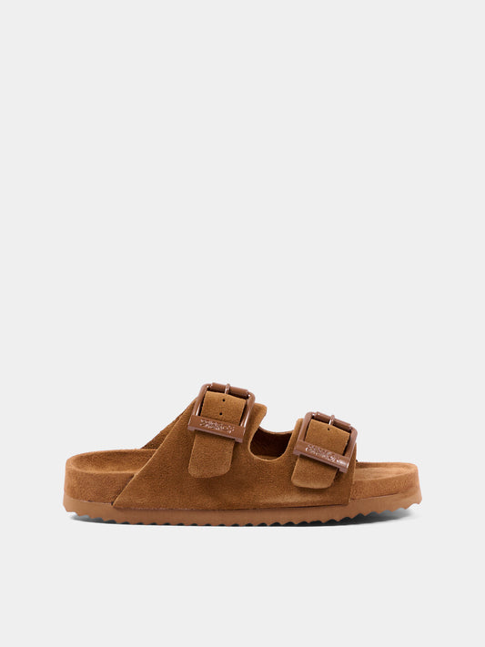 Sandali marroni per bambina con fibbie,Colors Of California,HC 3208N TAN