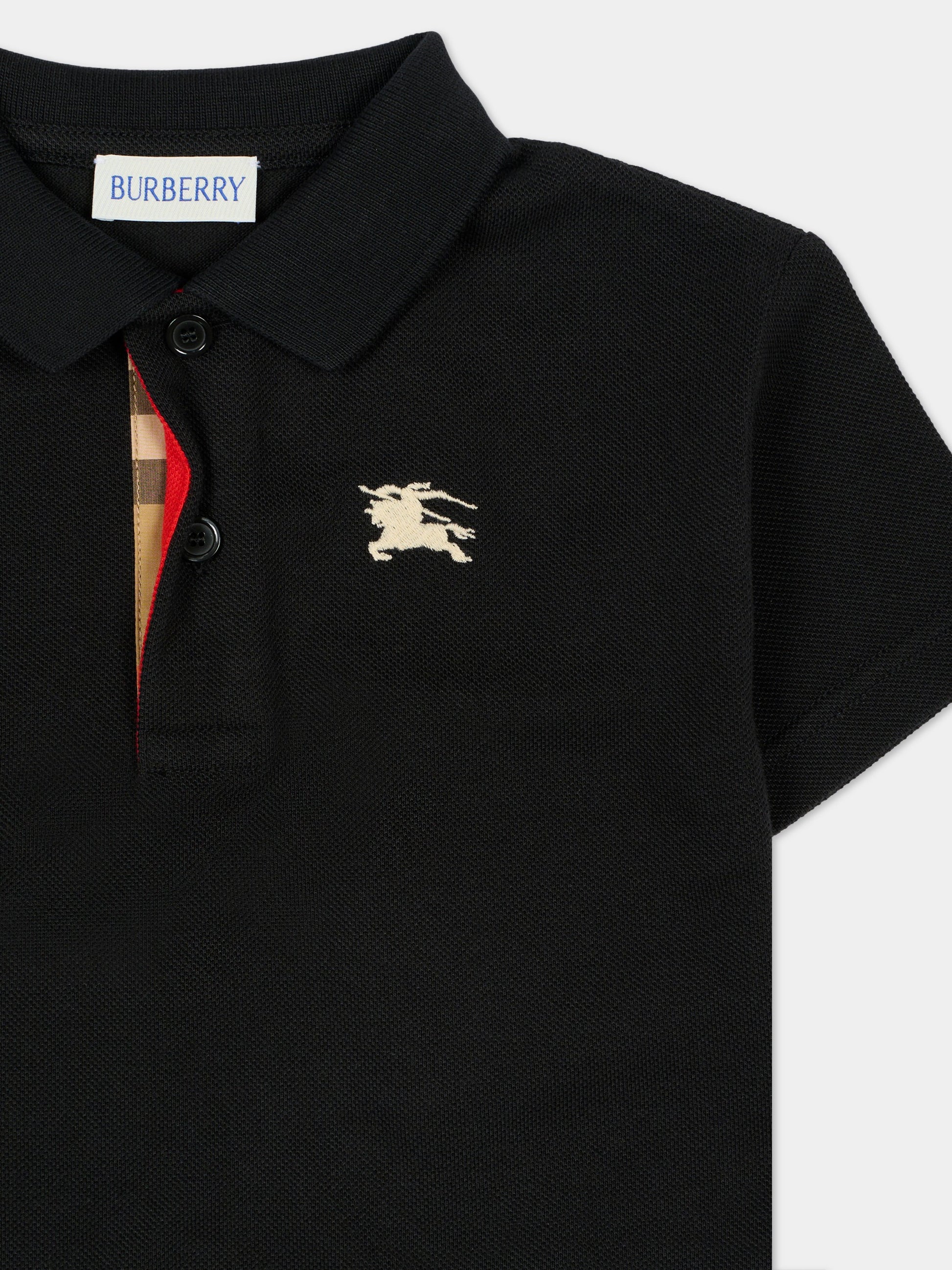 Polo nera per bambini con cavaliere equestre,Burberry Kids,8121361 A1189