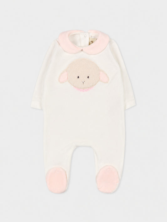 Tutina bianca per neonata con agnellino e collana,Le Boo Beebè,CB011 2030