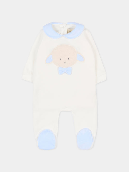 Tutina bianca per neonato con agnellino e papillon,Le Boo Beebè,CB011 2040