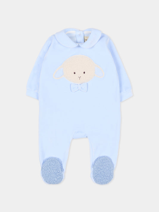 Tutina celeste per neonato con agnellino e papillon,Le Boo Beebè,CB011 40