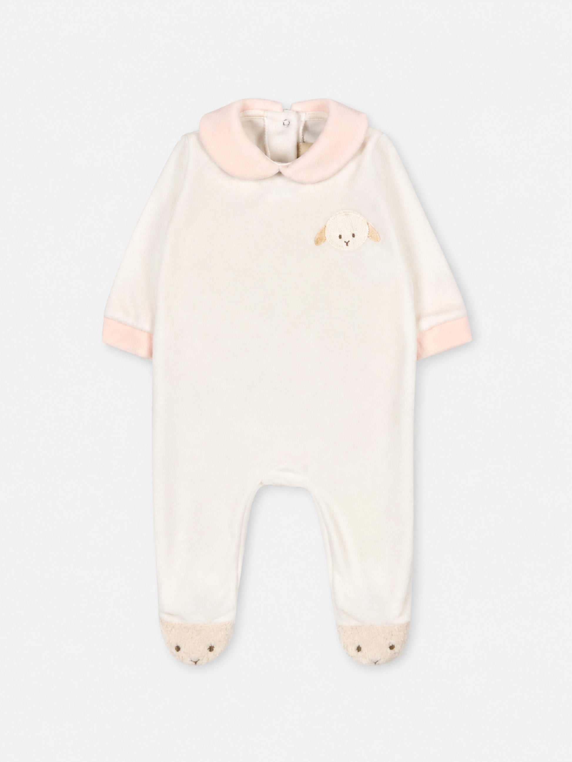 Tutina bianca per neonata con agnellino,Le Boo Beebè,CB012 2030