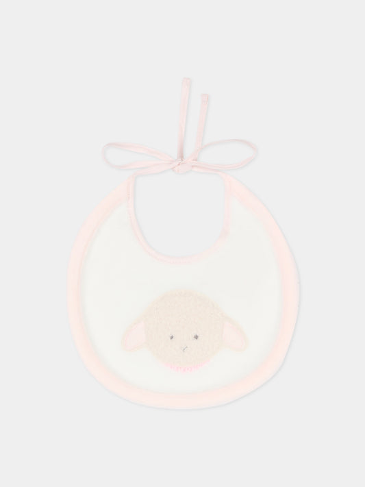 Bavaglino avorio per neonata con agnellino e collana,Le Boo Beebè,CBB011 30