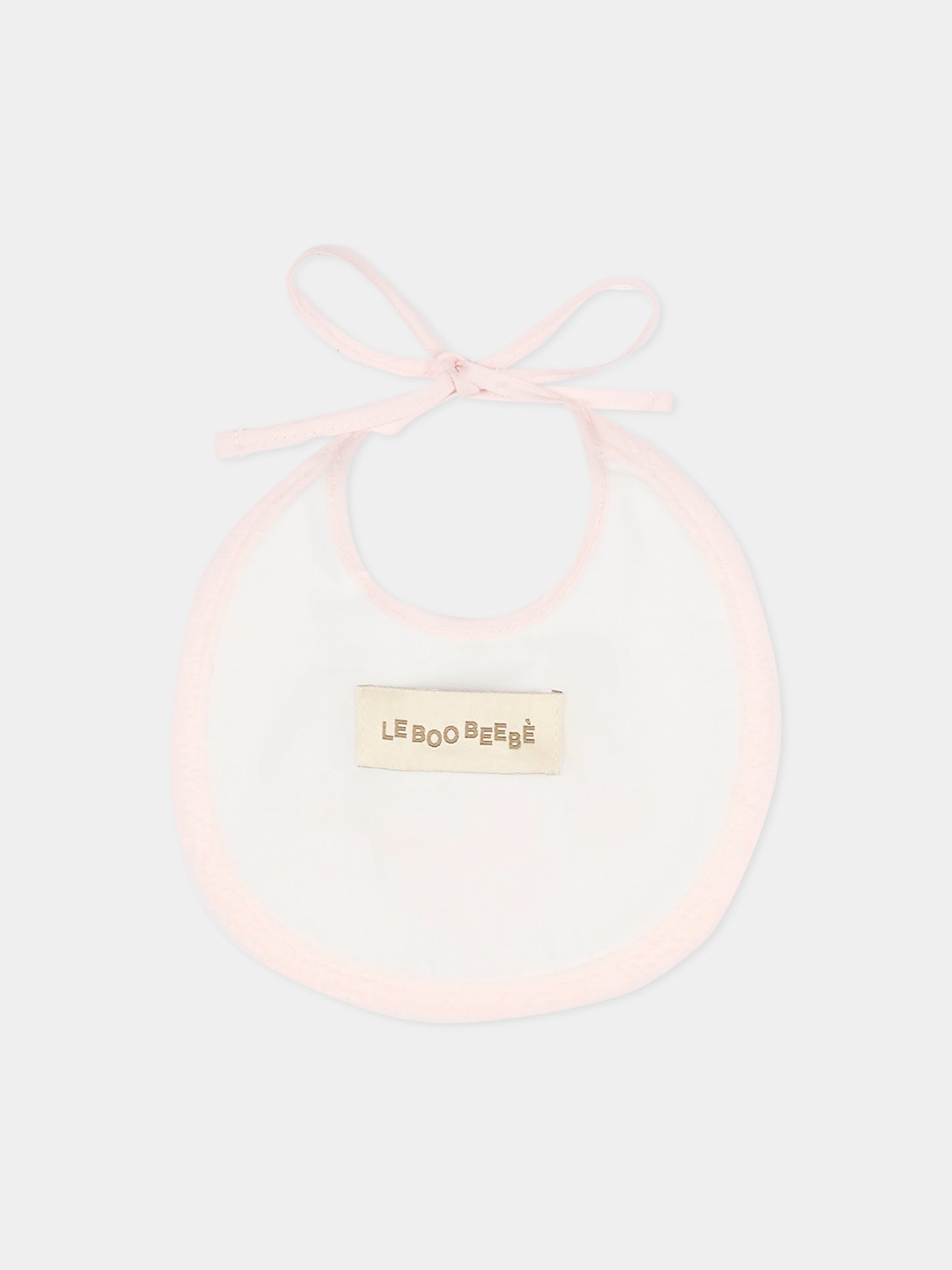 Bavaglino avorio per neonata con agnellino e collana,Le Boo Beebè,CBB011 30