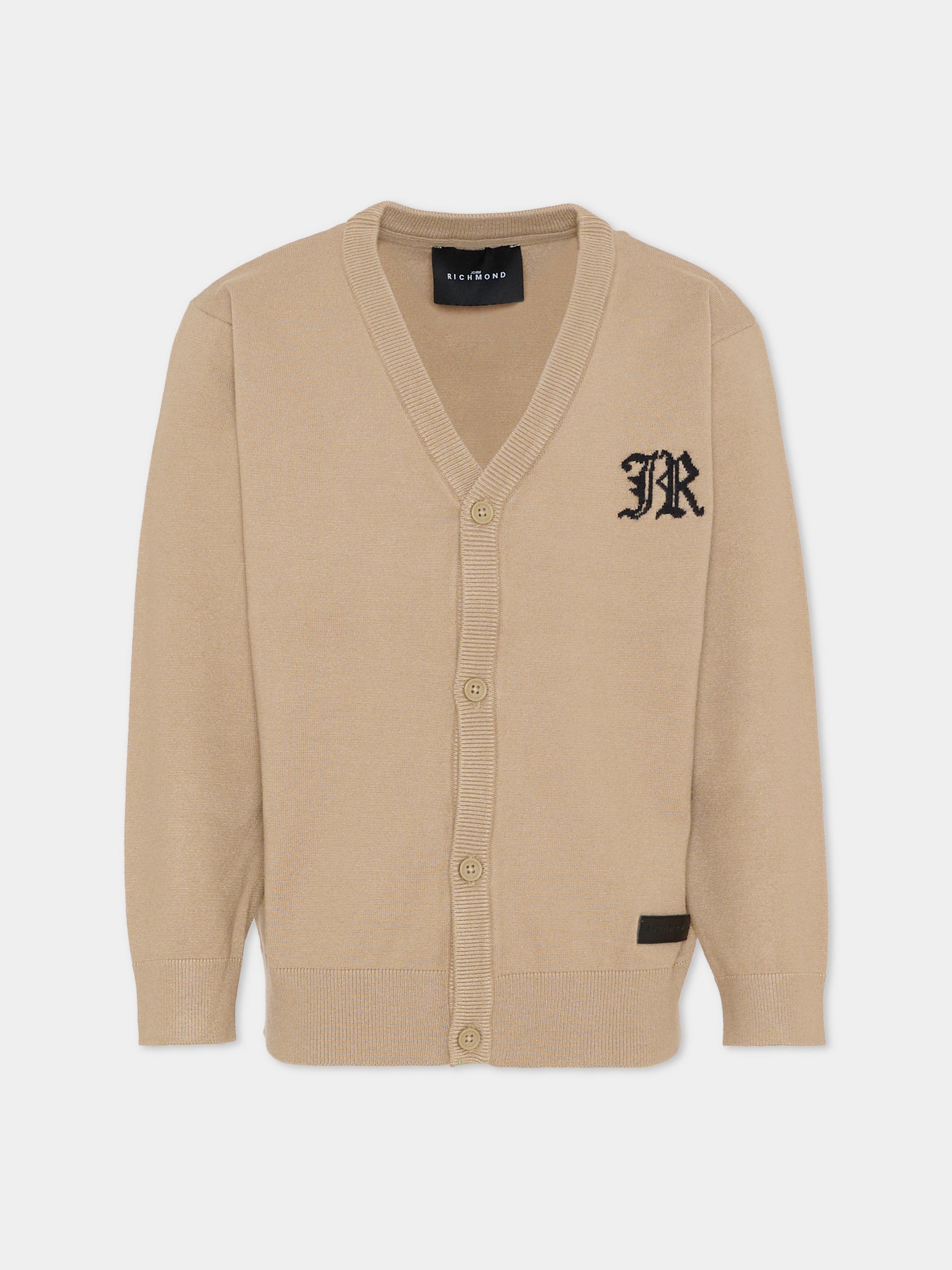 Cardigan beige per bambino con logo avorio,Richmond,RBA25012CD TRENCH COAT