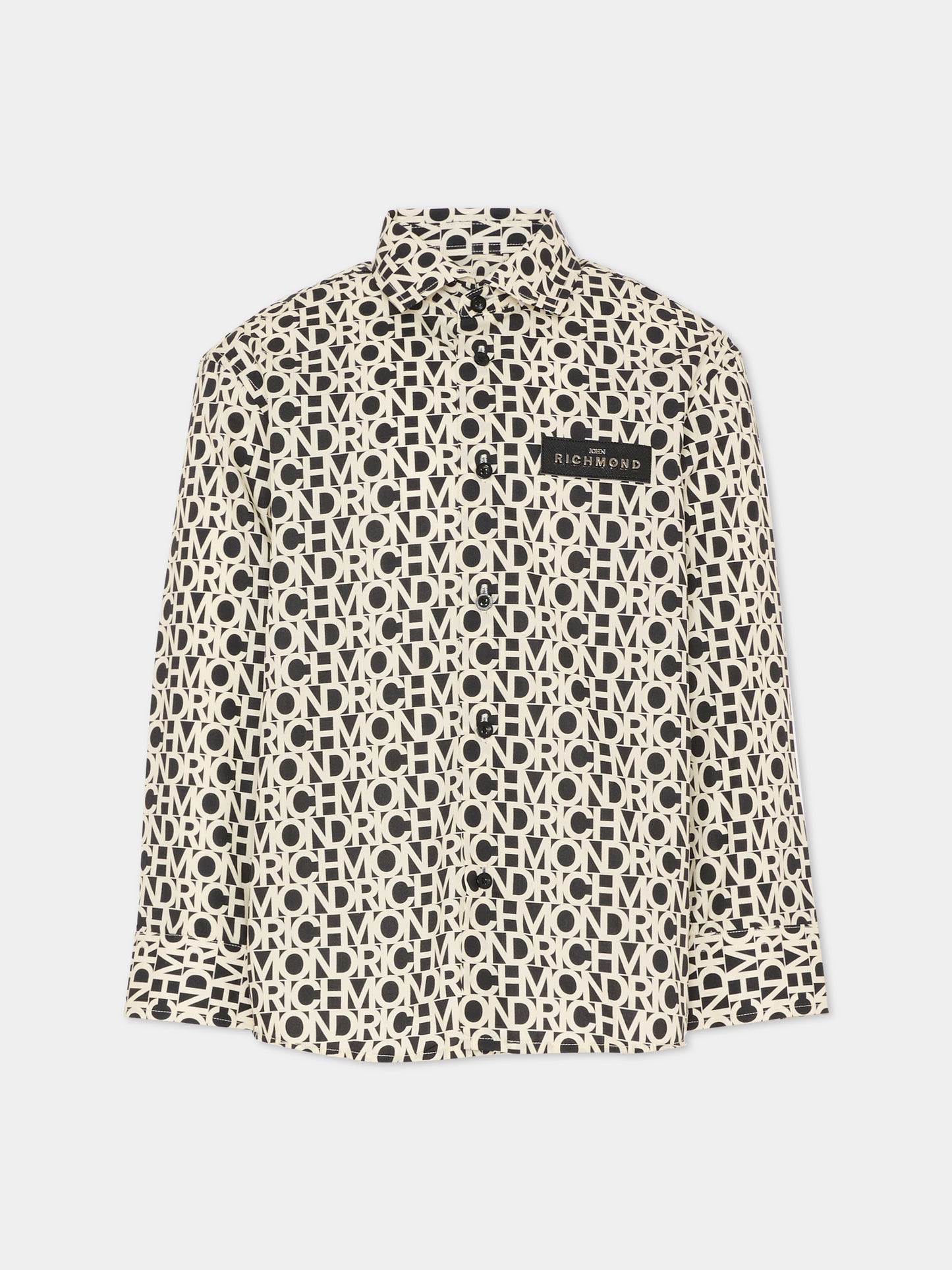 Camicia nera per bambino con logo,Richmond,RBA25044CA LETTERING