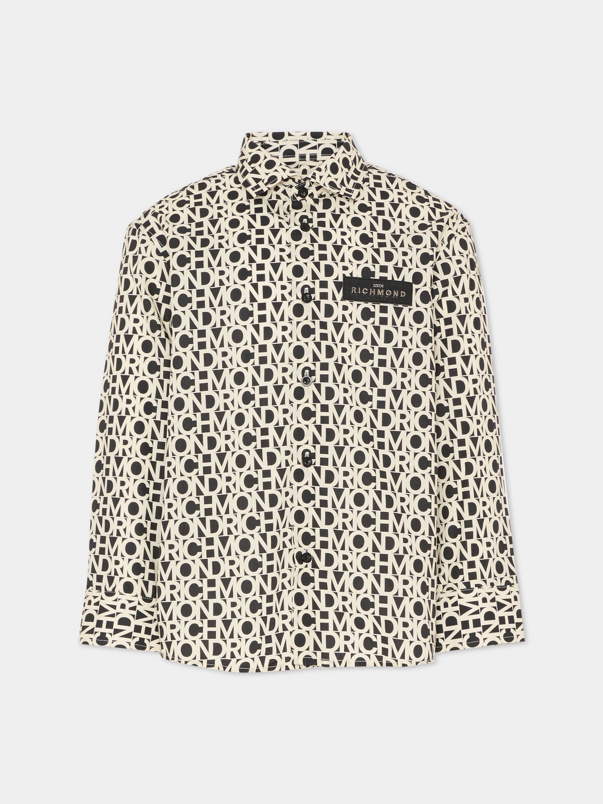 Camicia nera per bambino con logo,Richmond,RBA25044CA LETTERING