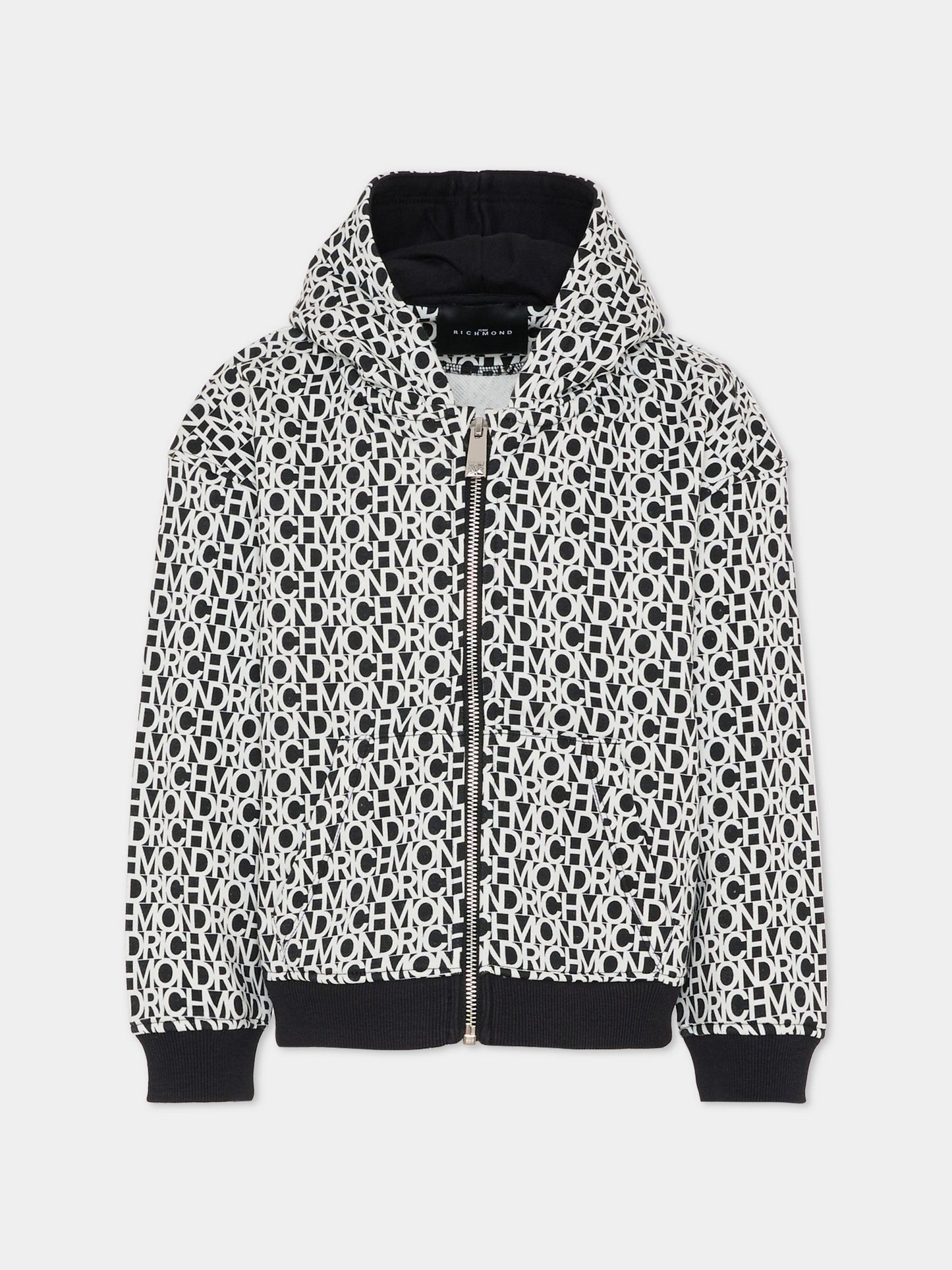 Felpa nera per bambino con logo,Richmond,RBA25045FE LETTERING