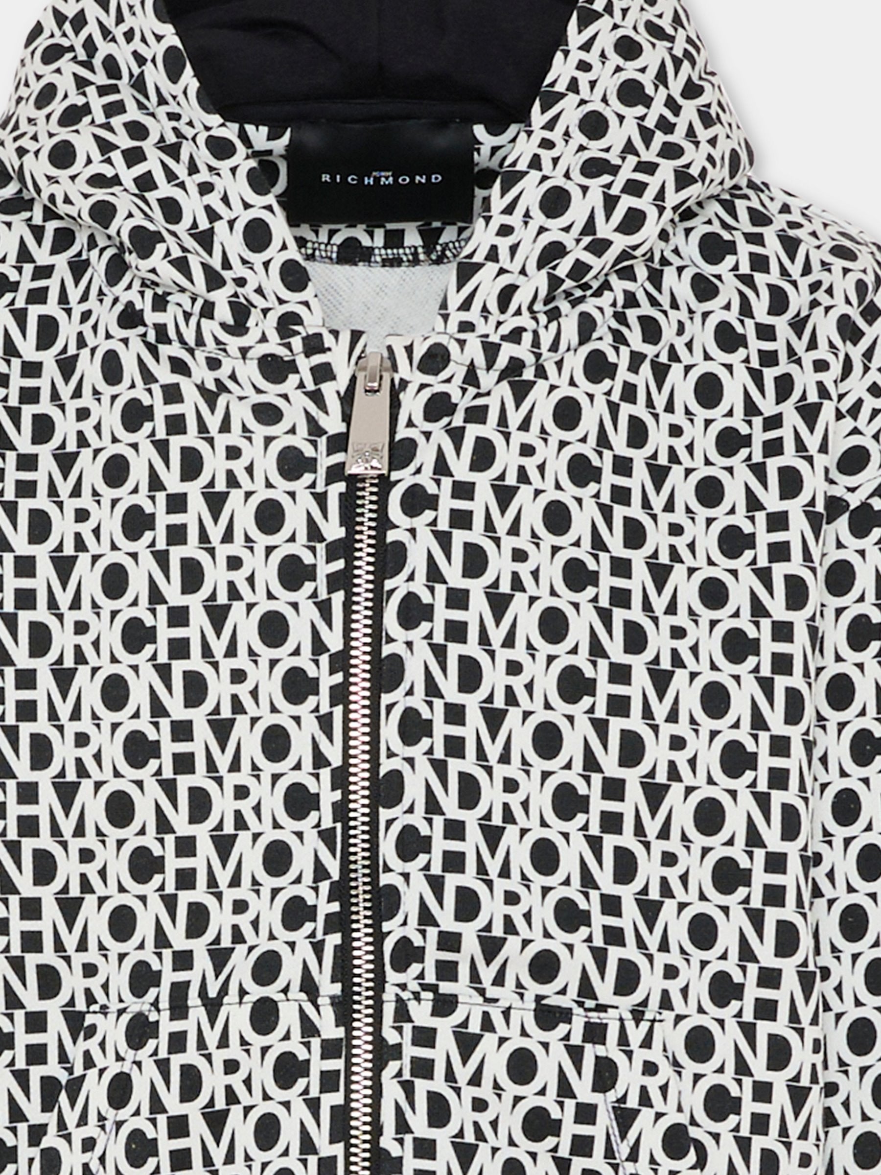 Felpa nera per bambino con logo,Richmond,RBA25045FE LETTERING