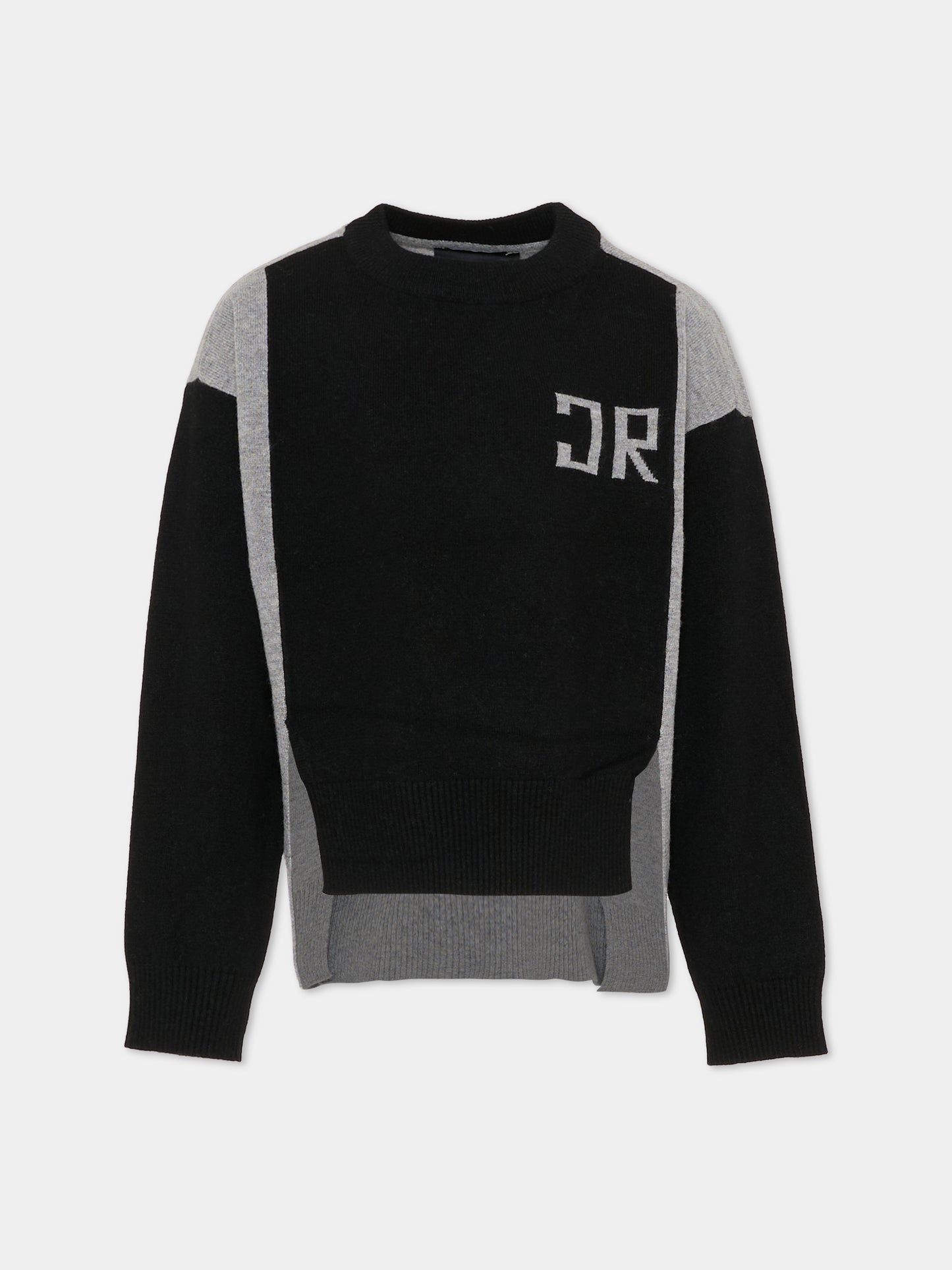 Maglione nero per bambino con logo grigio,Richmond,RBA25101MA GREY STEEL