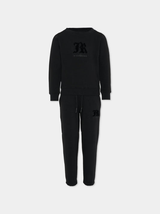 Completo nero per bambina con logo,Richmond,RGA25002CF BLACK