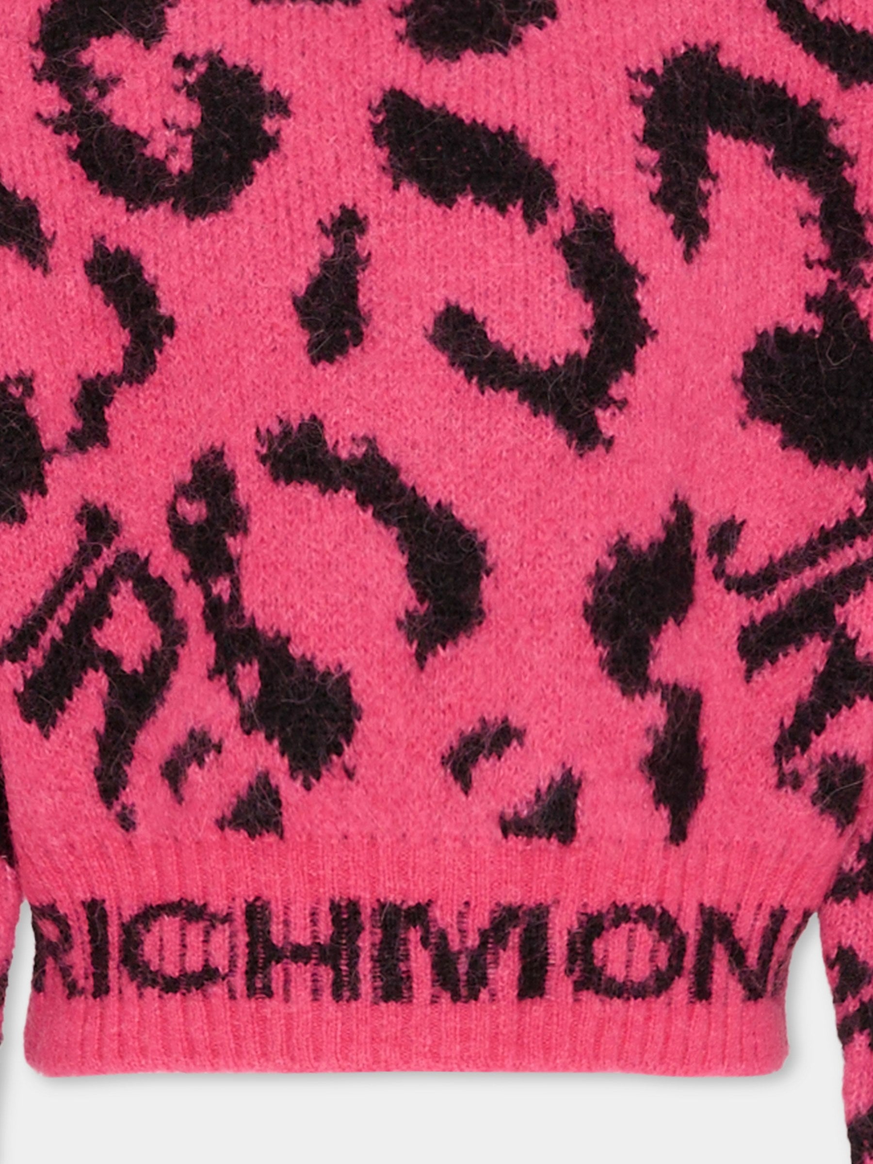 Dolcevita crop fucsia per bambina con stampa animalier,Richmond,RGA25049MA HONEYSUCKLE SPOTTED