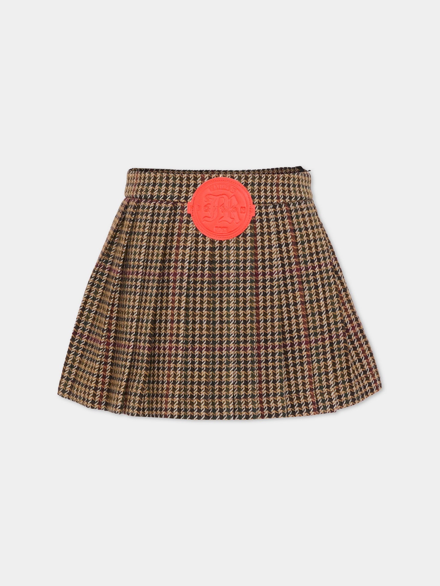 Gonna multicolor per bambina con logo,Richmond,RGA25120GO P.D.POULE-EGGPLANT