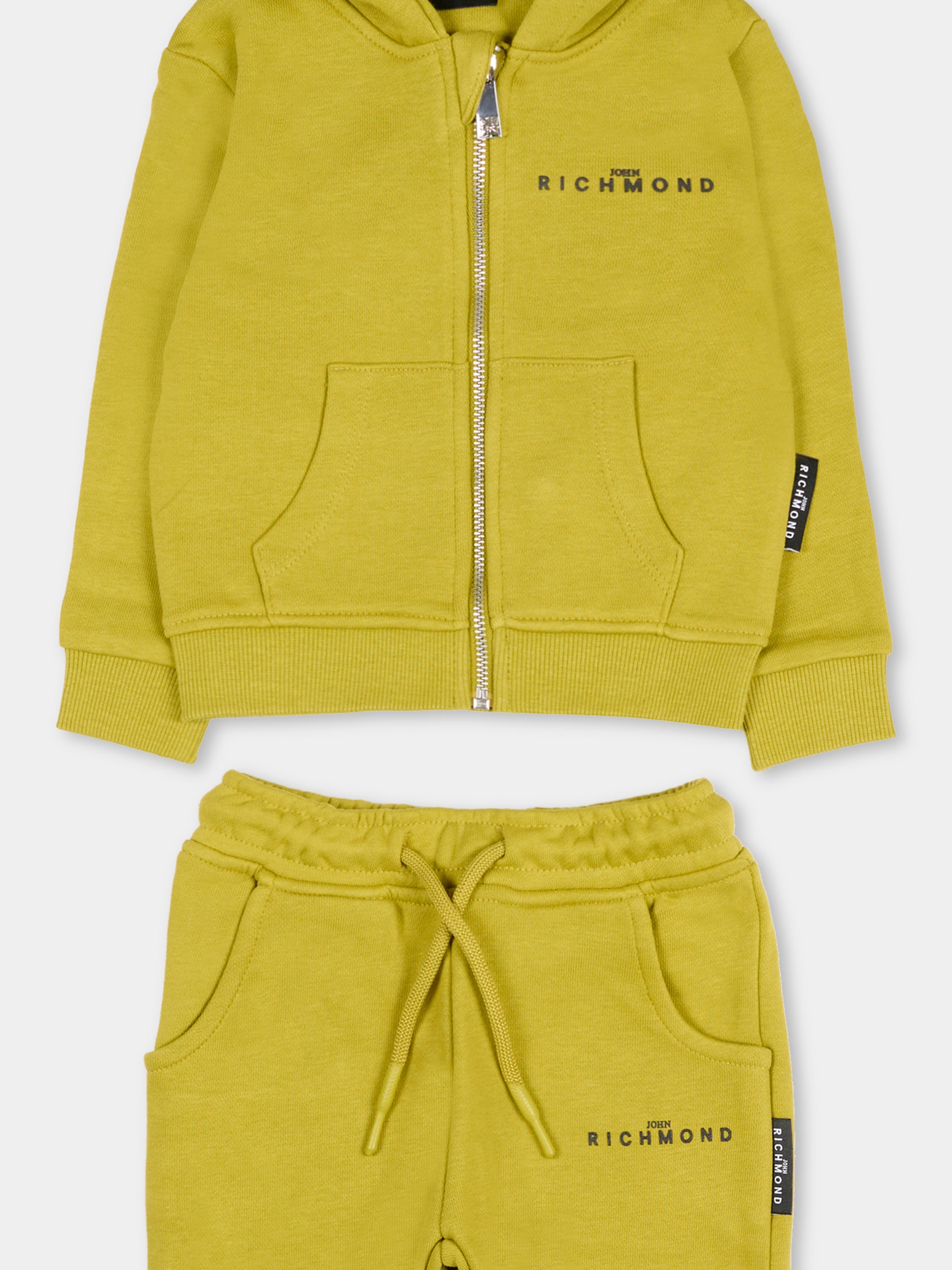 Completo verde per neonato con logo,Richmond,RIA25007CF AVOCADO OIL