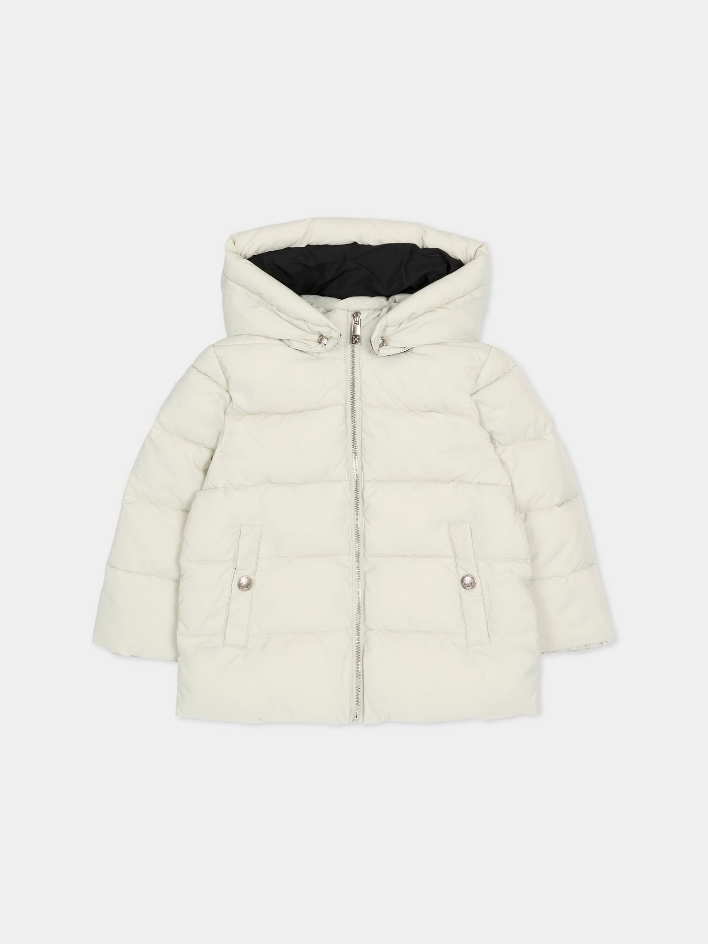 Piumino grigio per neonato con logo,Richmond,RIA25030PI GREY AGATE