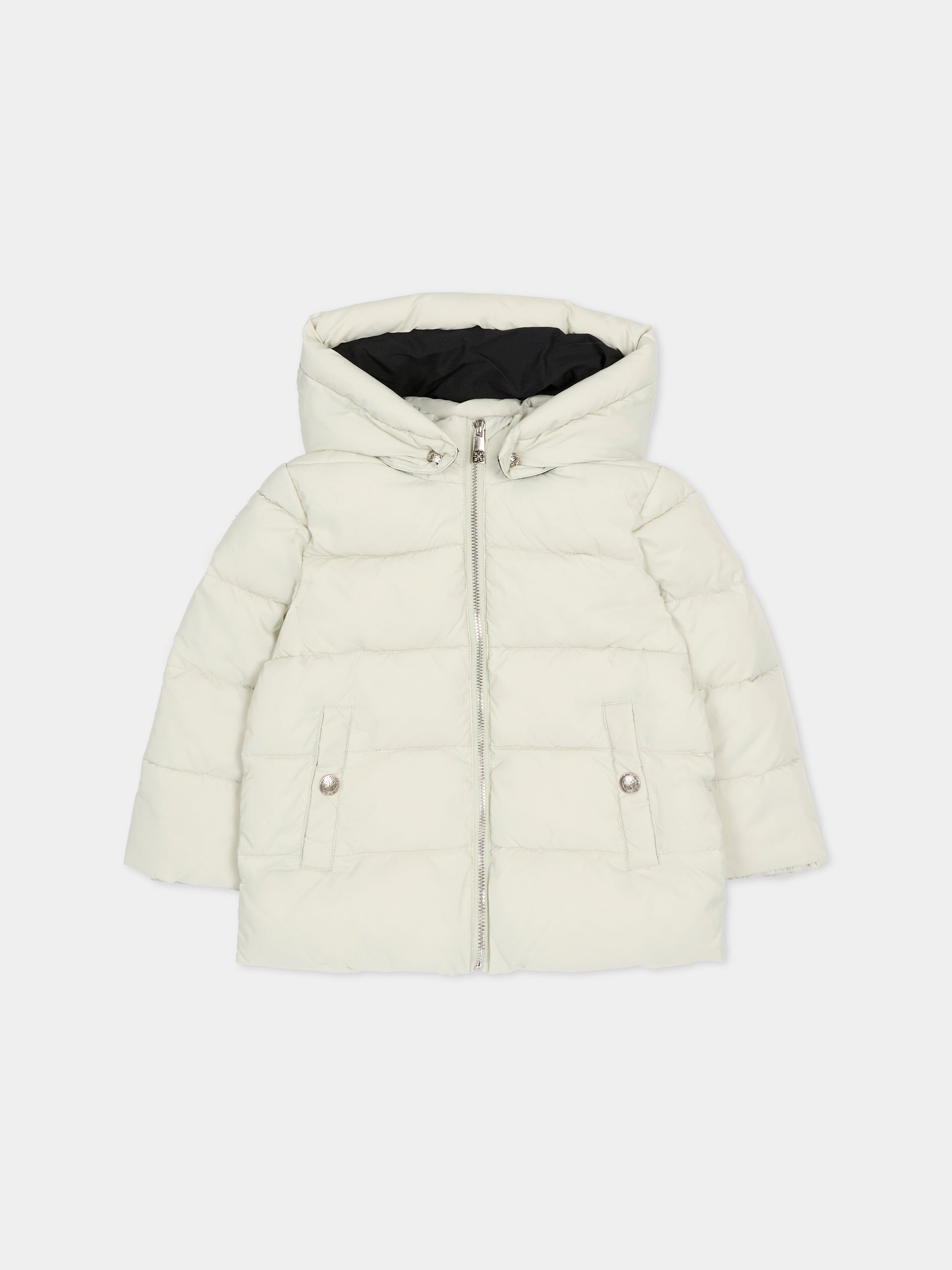 Piumino grigio per neonato con logo,Richmond,RIA25030PI GREY AGATE