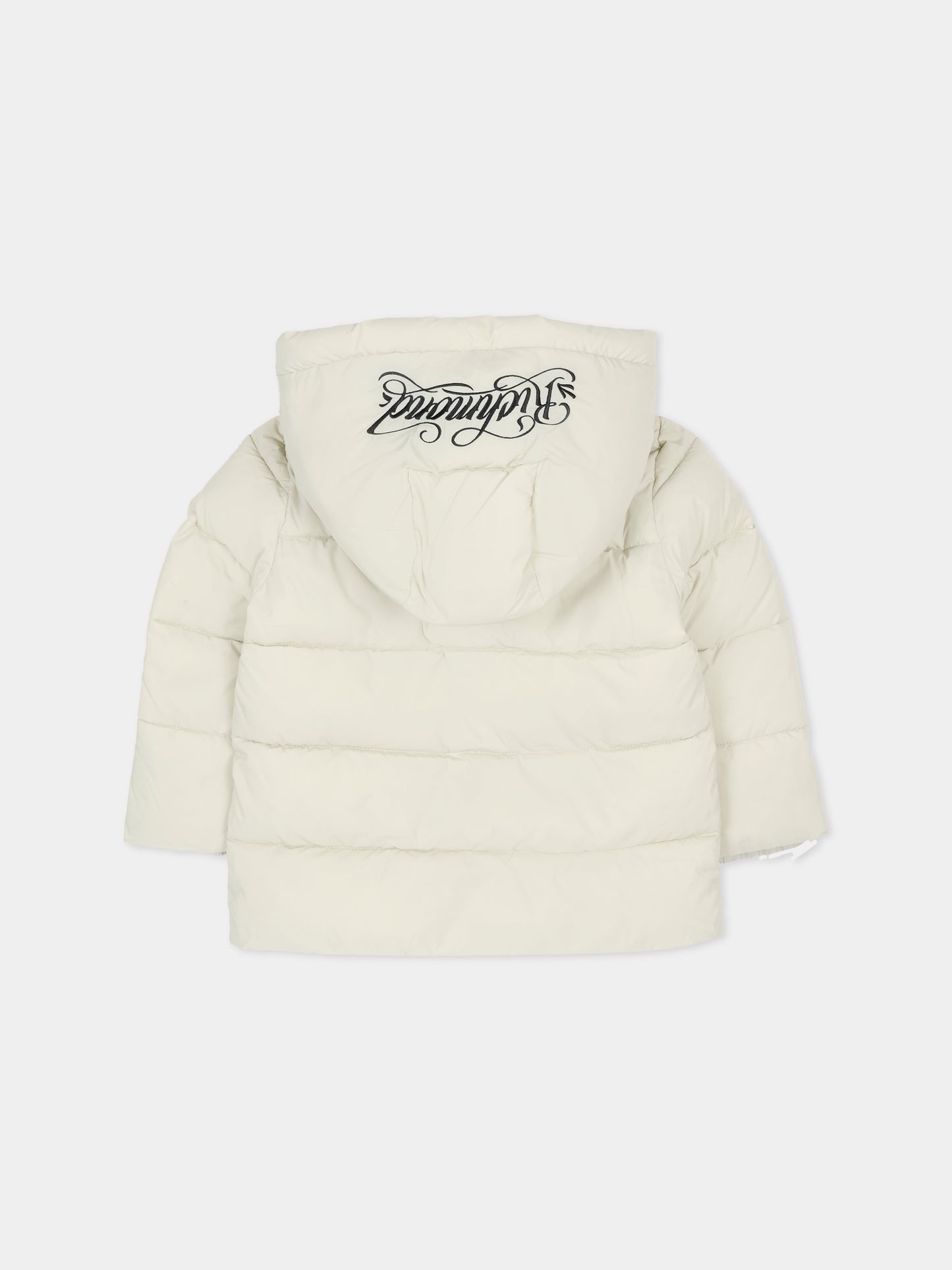 Piumino grigio per neonato con logo,Richmond,RIA25030PI GREY AGATE