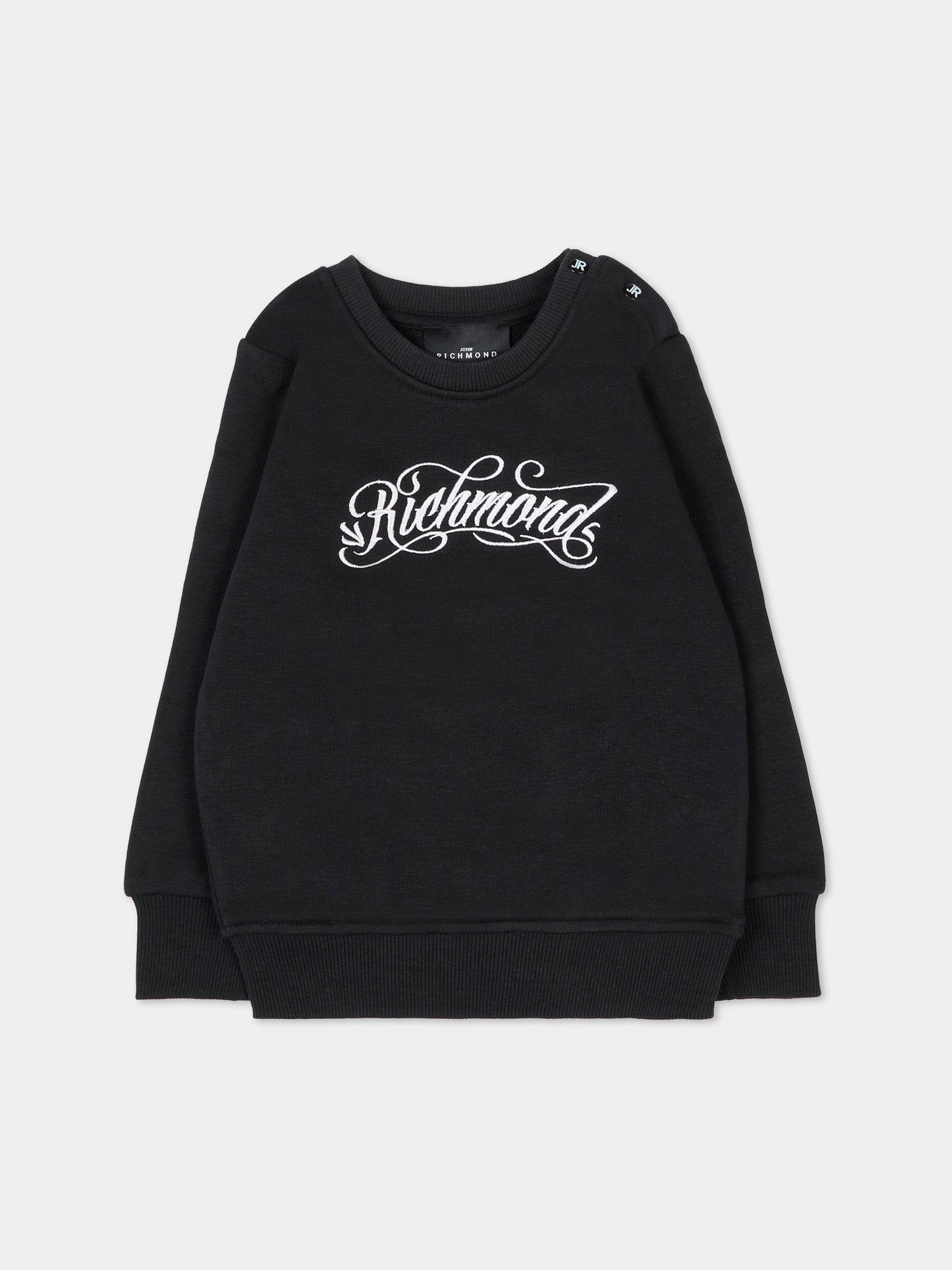 Felpa nera per neonata con logo,Richmond,RIA25031FE BLACK