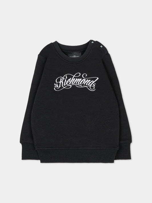 Felpa nera per neonata con logo,Richmond,RIA25031FE BLACK