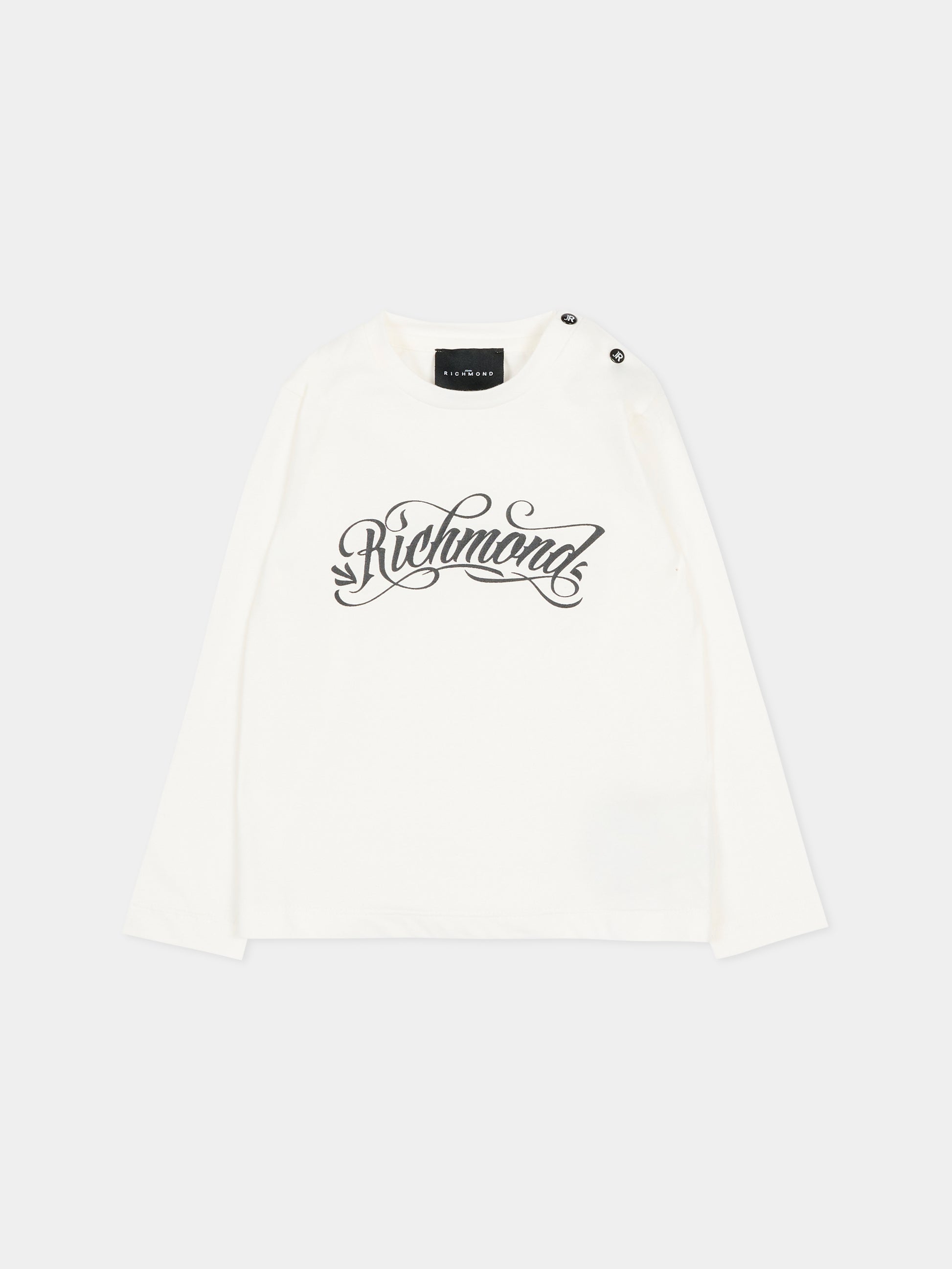 T-shirt avorio per neonata con logo,Richmond,RIA25032TS WHITE