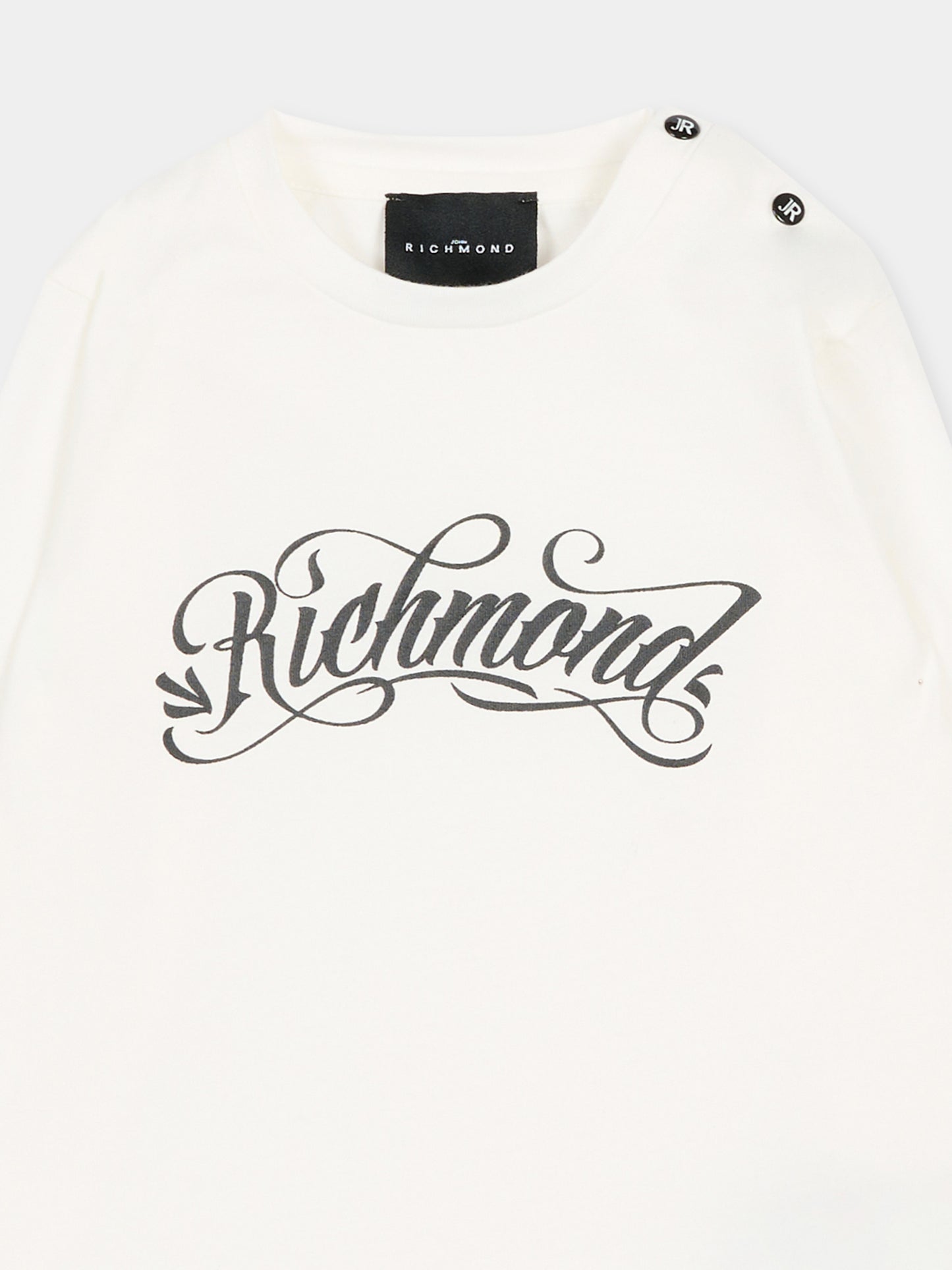 T-shirt avorio per neonata con logo,Richmond,RIA25032TS WHITE