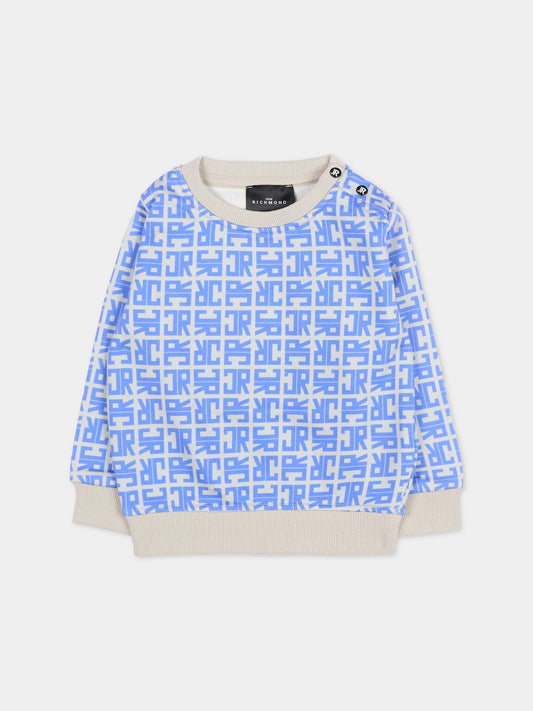 Felpa blu per neonato con logo,Richmond,RIA25048FE JR MONOGRAM BLUE