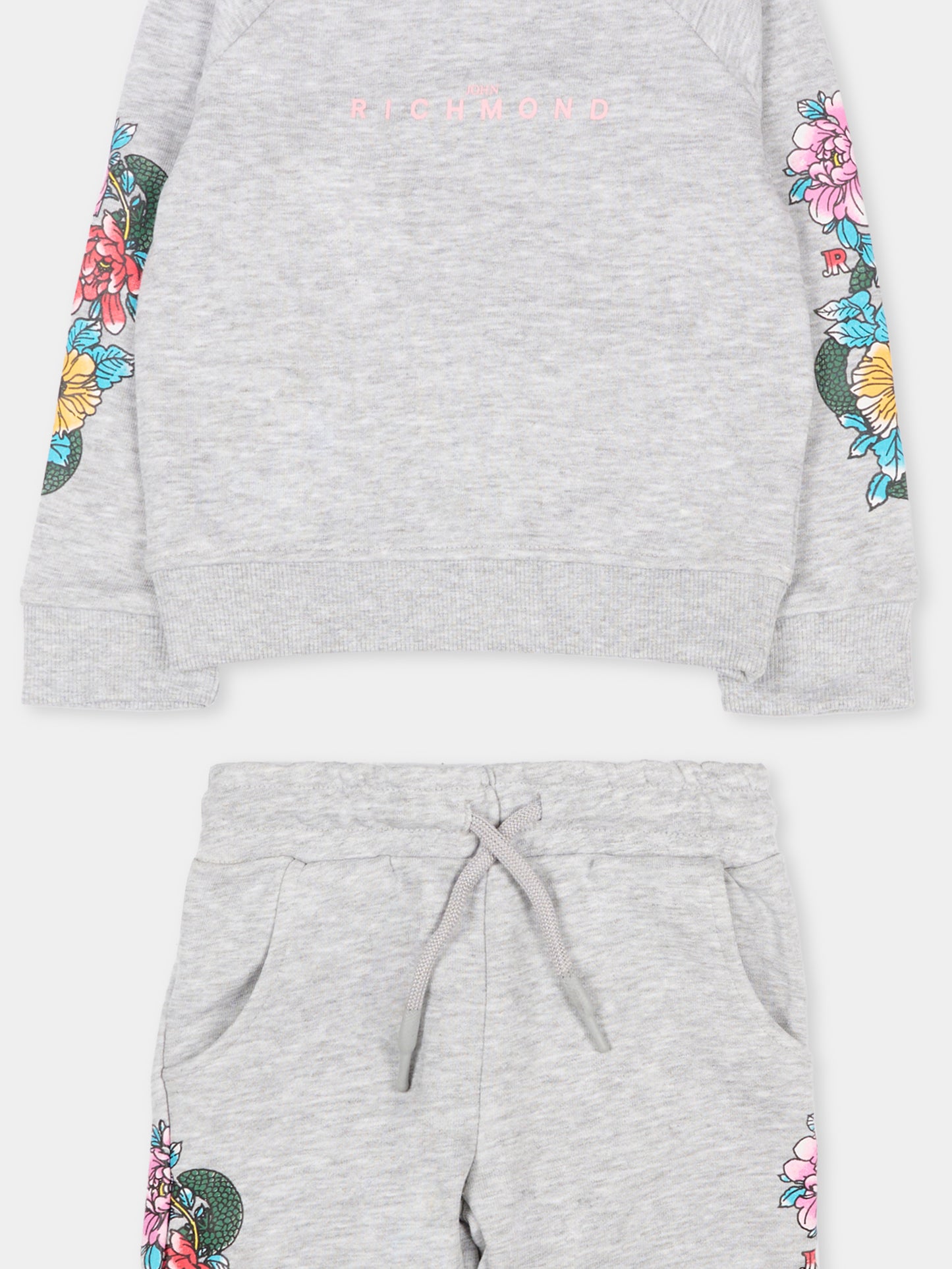 Completo grigio per neonata con motivo floreale,Richmond,RIA25065CF GREY MELANGE