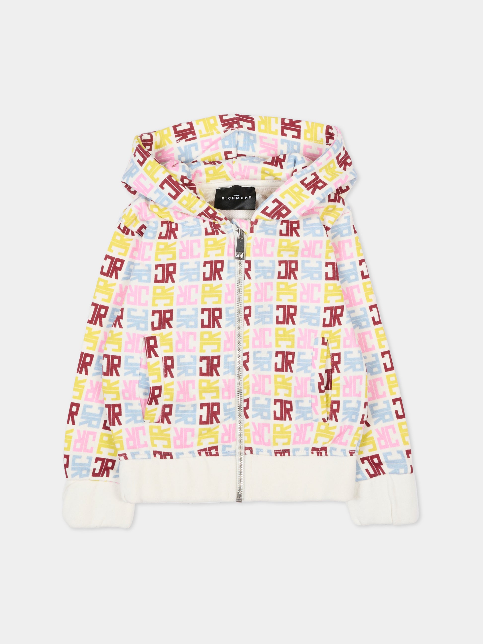 Felpa bianca per neonata con logo multicolor,Richmond,RIA25069FE JR M.MULTICOLOR/O-WH