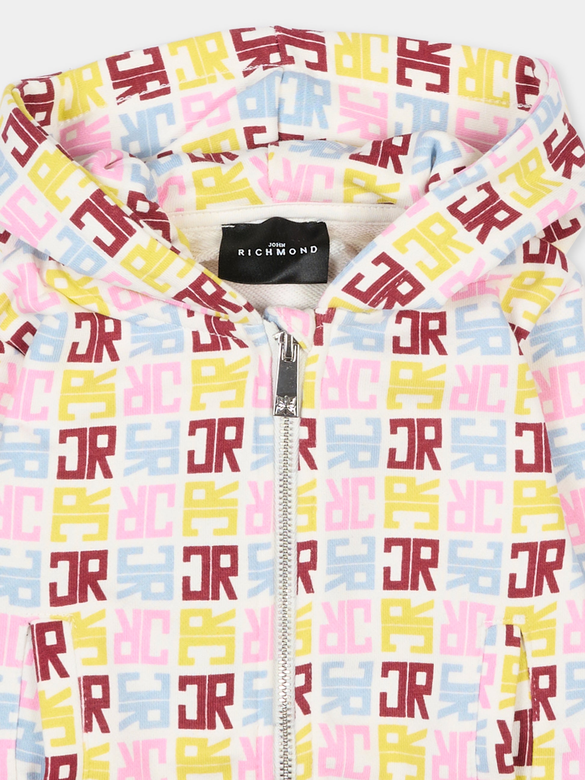 Felpa bianca per neonata con logo multicolor,Richmond,RIA25069FE JR M.MULTICOLOR/O-WH