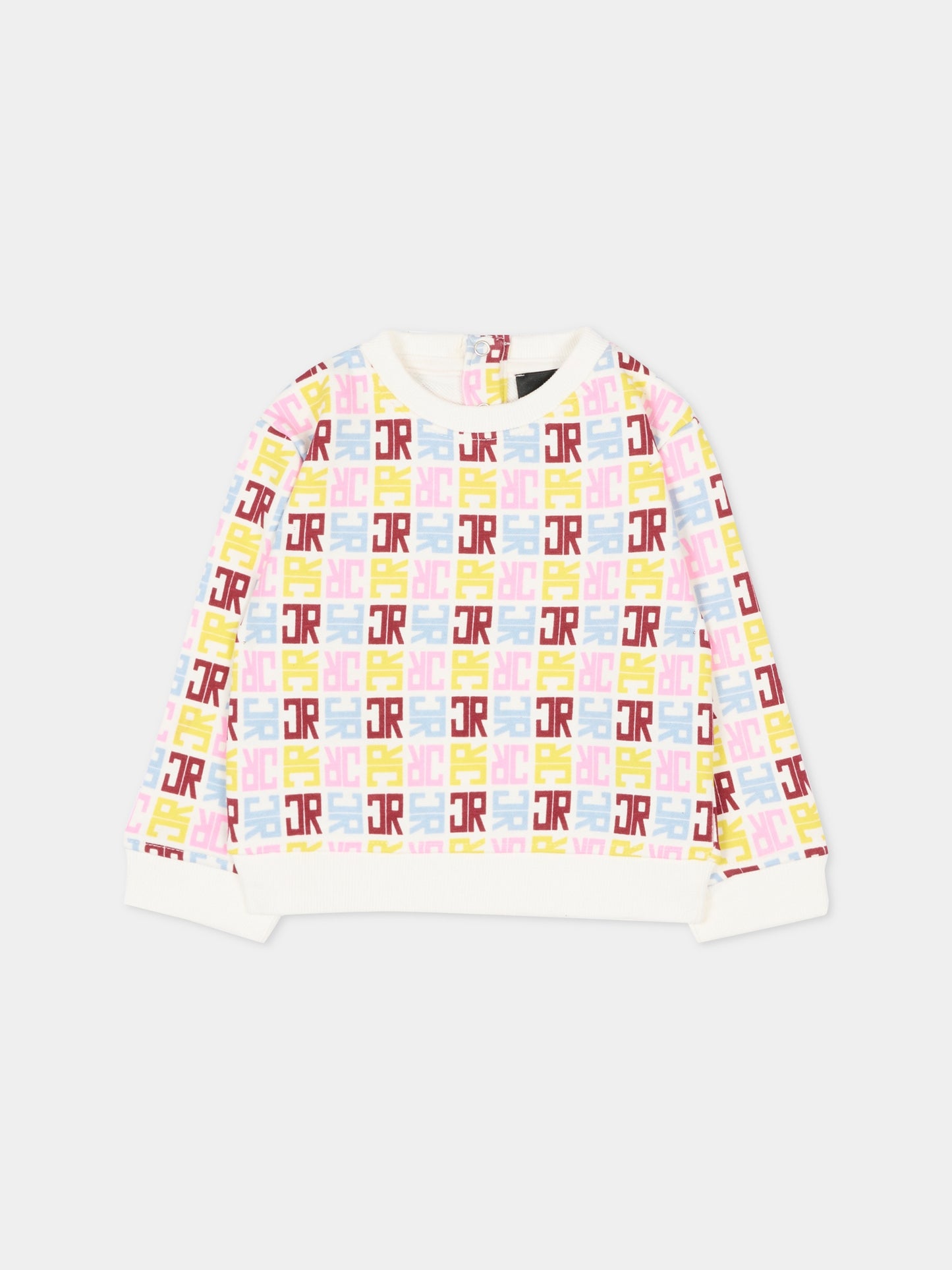 Felpa avorio per neonata con logo,Richmond,RIA25080FE JR M.MULTICOLOR/O-WH