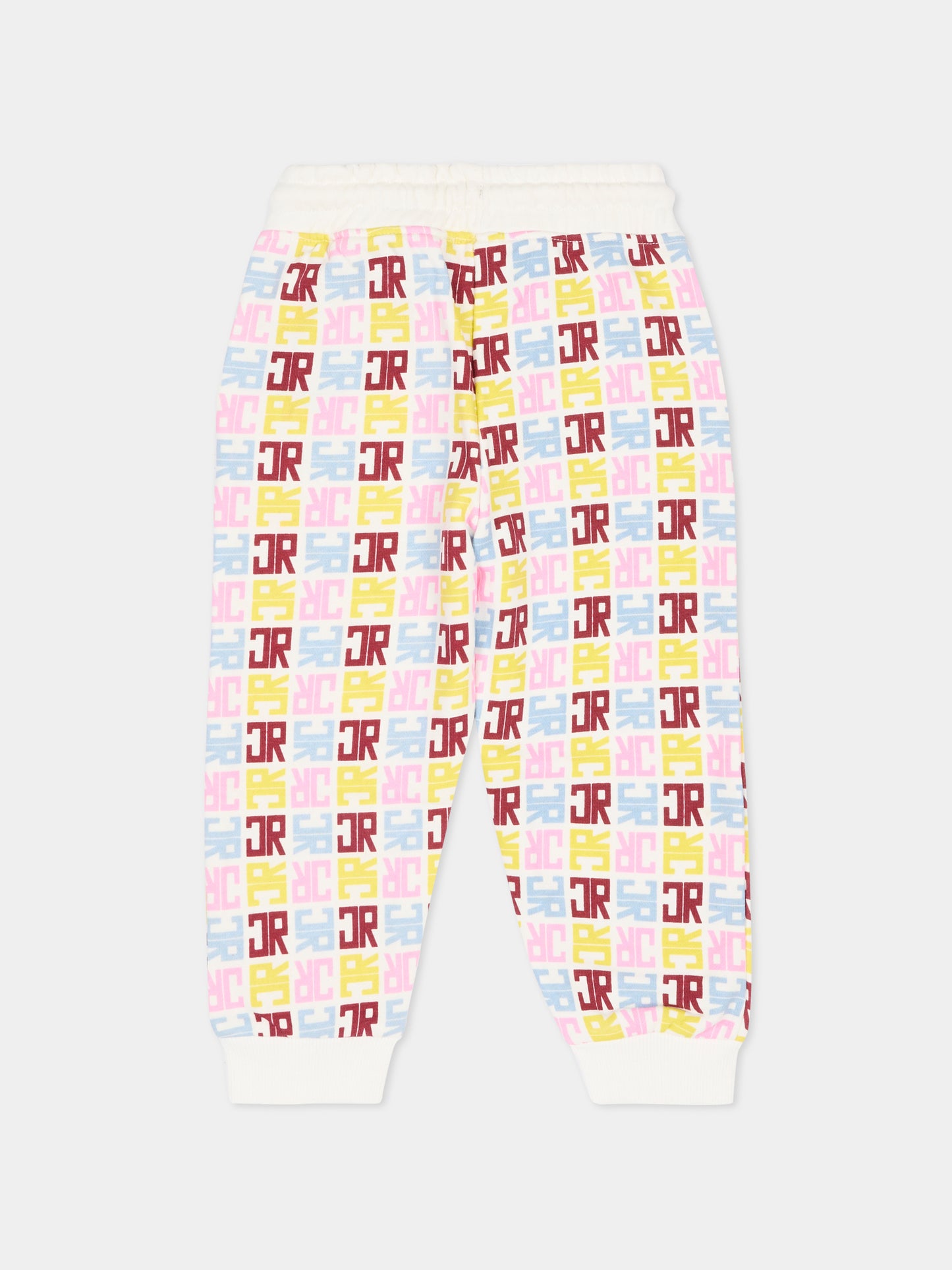 Pantaloni avorio per neonata con logo all over,Richmond,RIA25084PA JR M.MULTICOLOR/O-WH