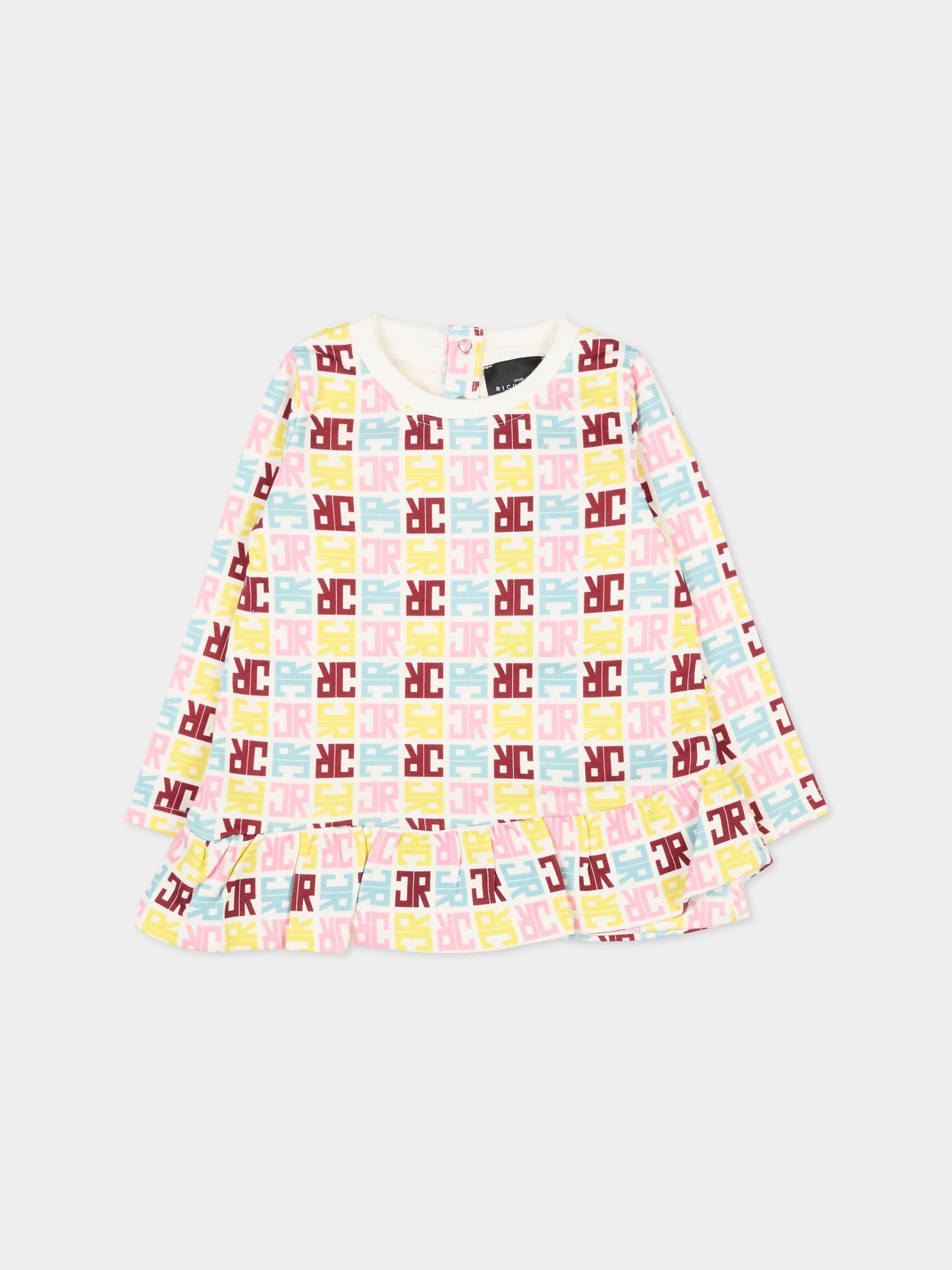 Vestito bianco per neonata con logo,Richmond,RIA25085VE JR M.MULTICOLOR/O-WH