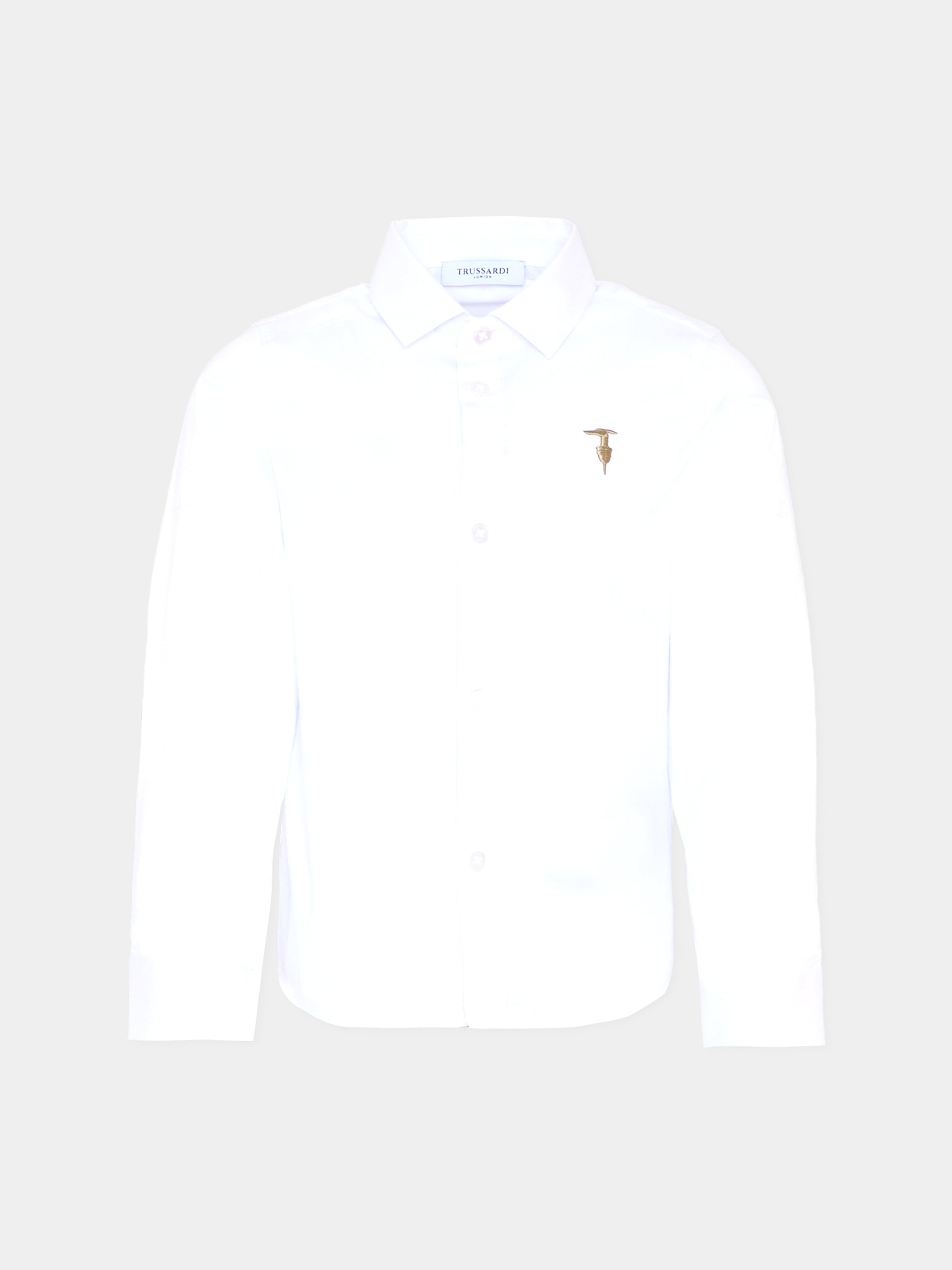 Camicia bianca per bambino con logo,Trussardi Junior,TBA25020CA WHITE