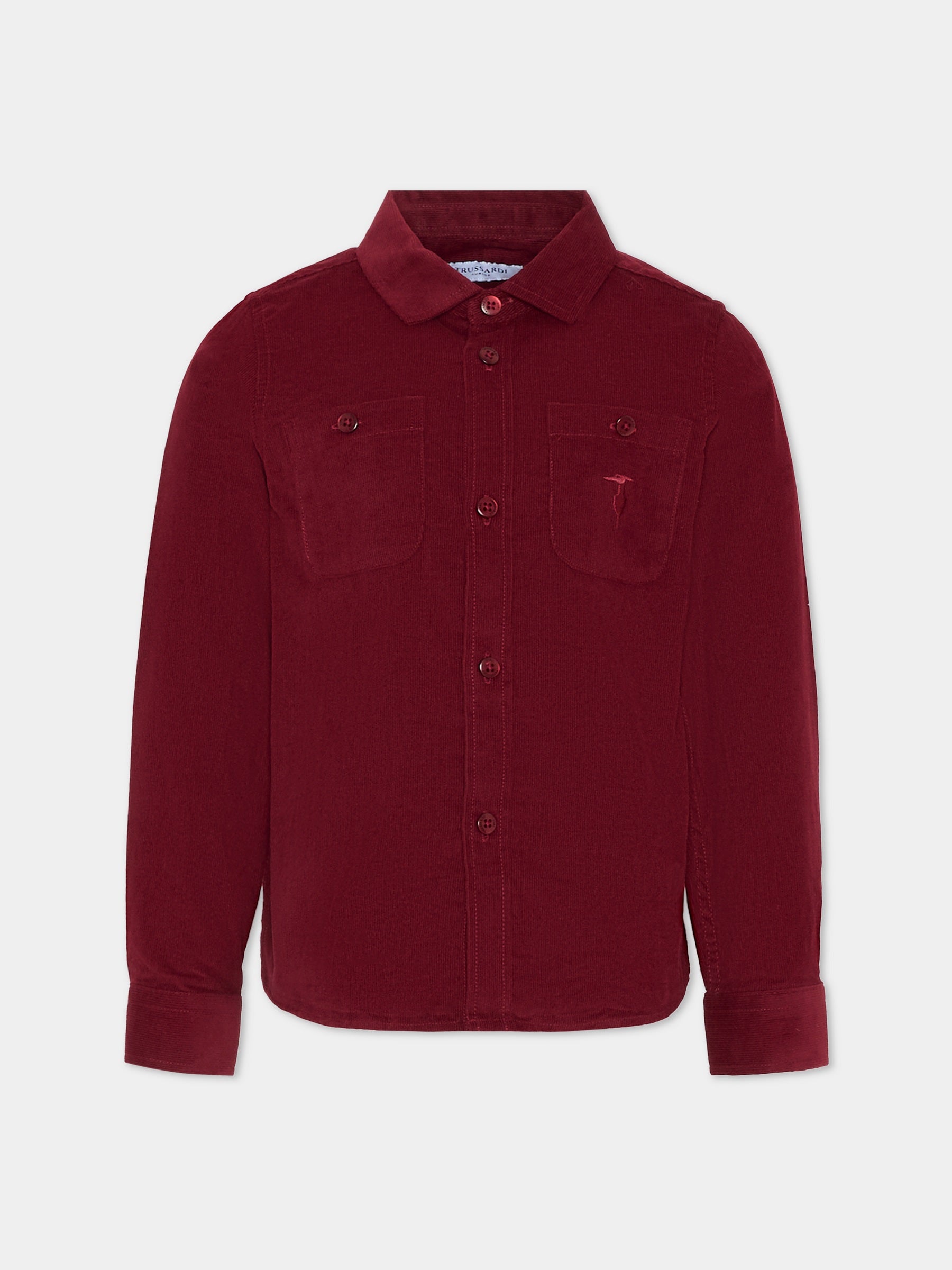 Camicia bordeaux per bambino con logo,Trussardi Junior,TBA25029CA NEW MAROON