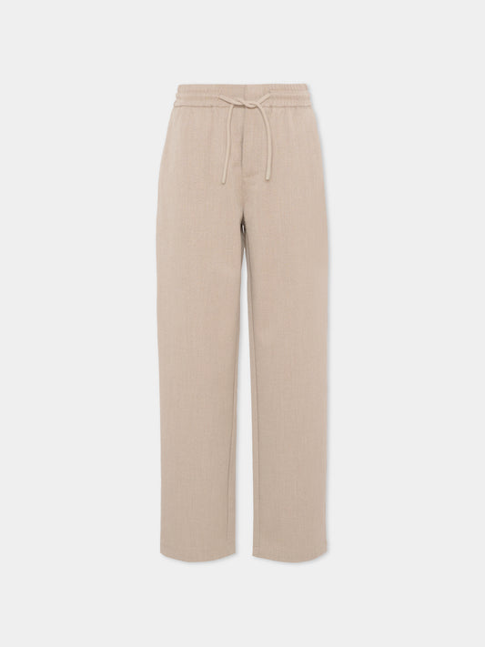 Pantaloni beige per bambino con logo,Trussardi Junior,TBA25045PA BROWN RICE