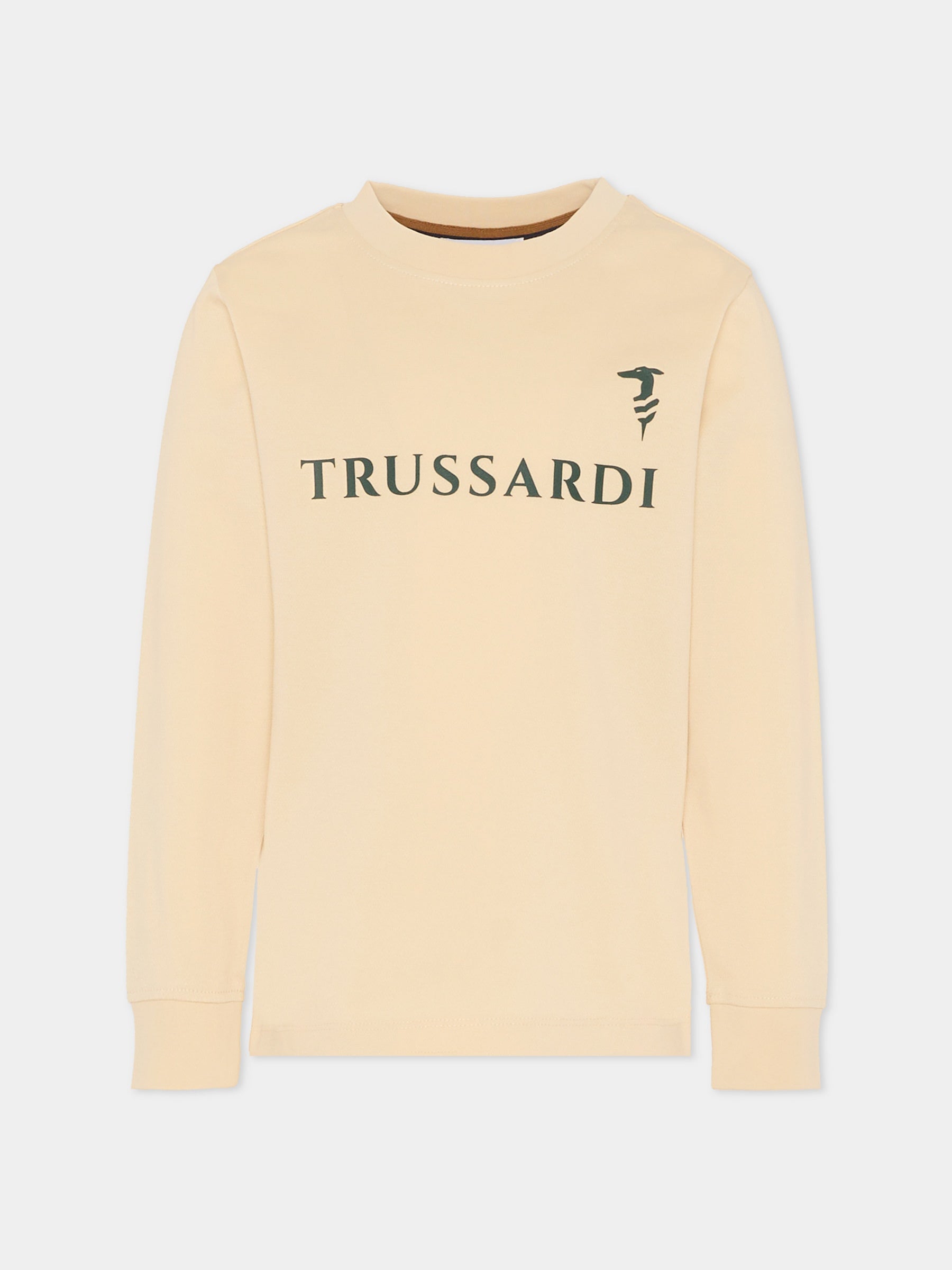 T-shirt beige per bambino con logo,Trussardi Junior,TBA25057TS NEW ECRU