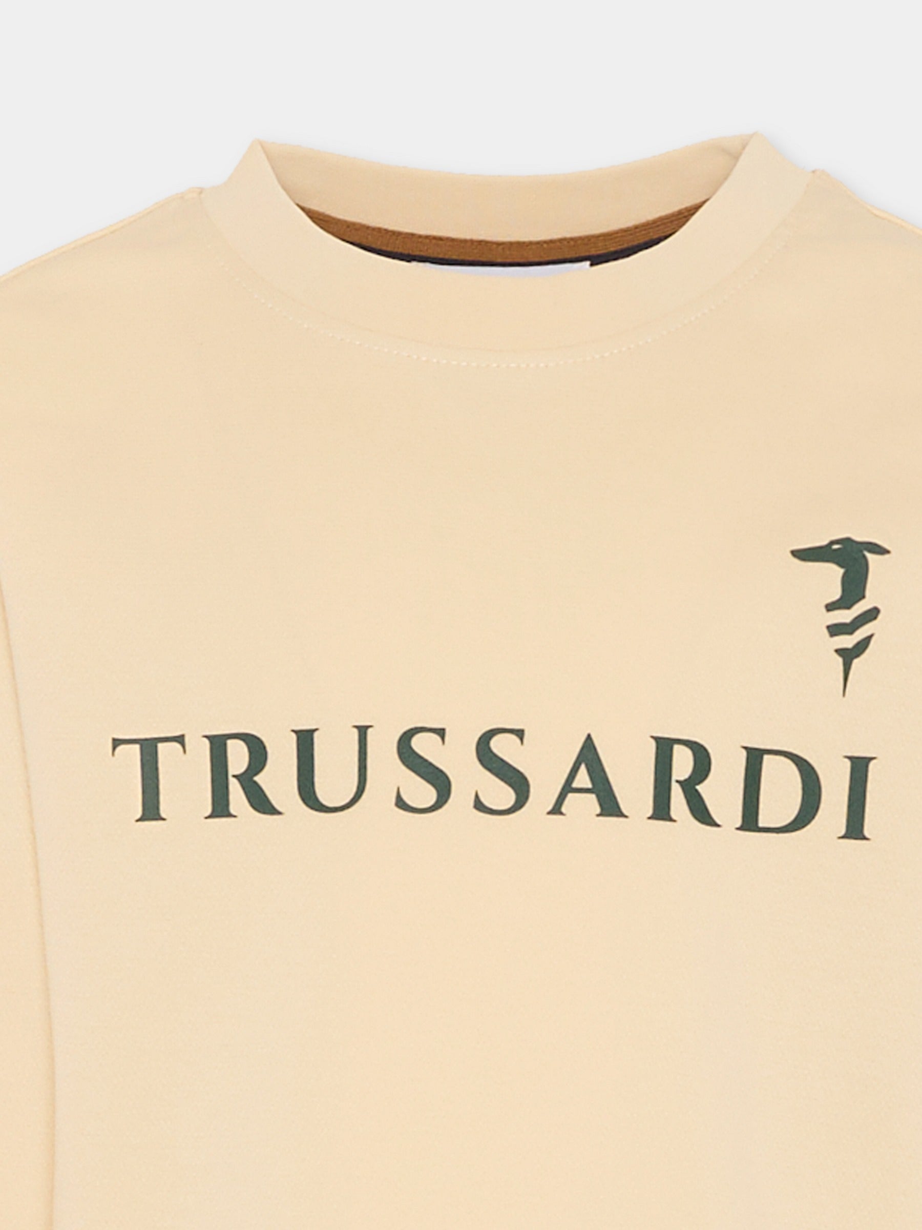 T-shirt beige per bambino con logo,Trussardi Junior,TBA25057TS NEW ECRU