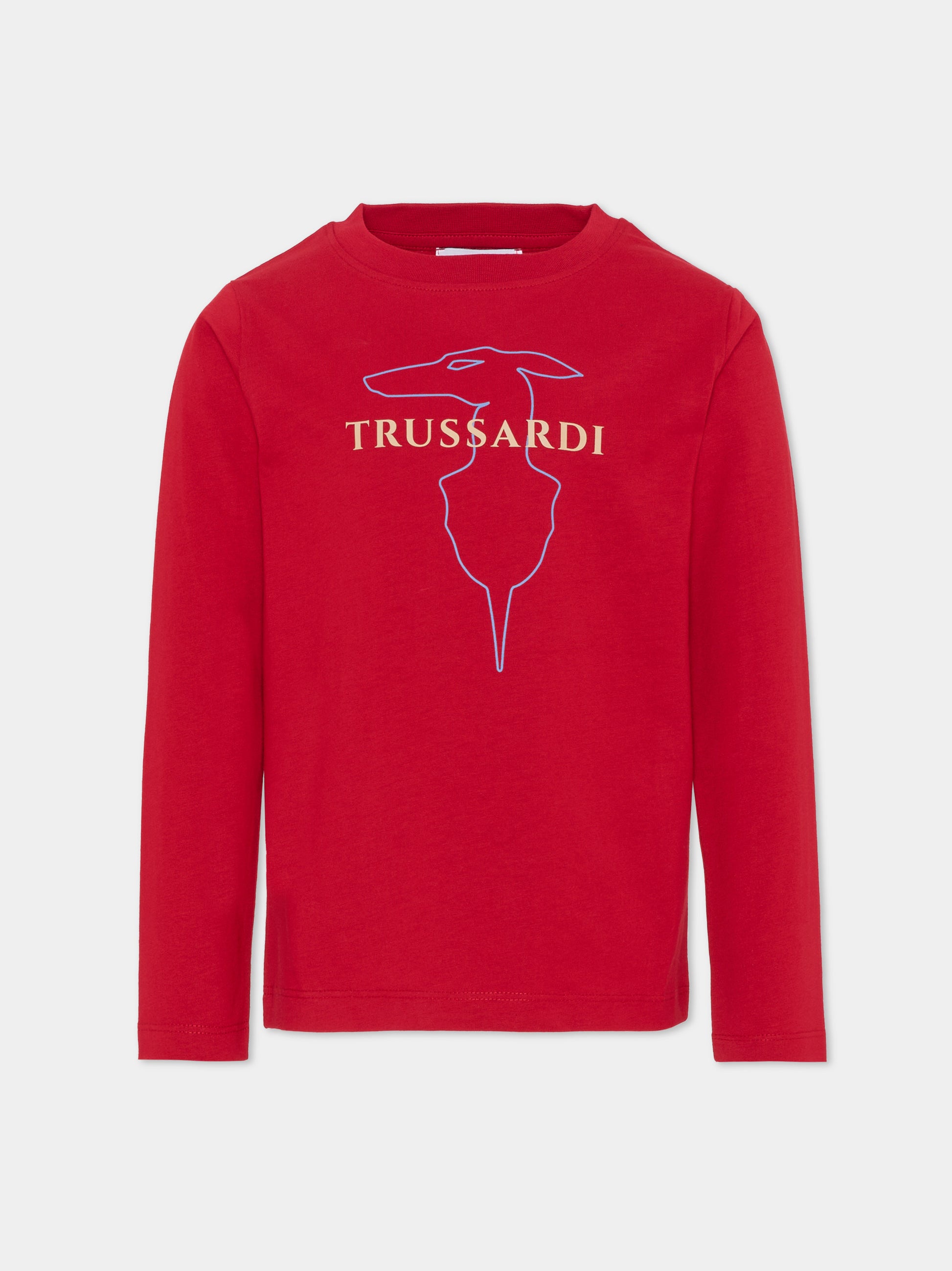T-shirt rossa per bambino con logo,Trussardi Junior,TBA25015TS EMBOLDENED