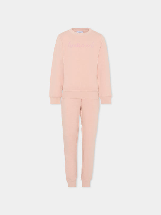 Completo rosa per bambina con logo,Trussardi Junior,TGA25001CF ROSE SMOKE