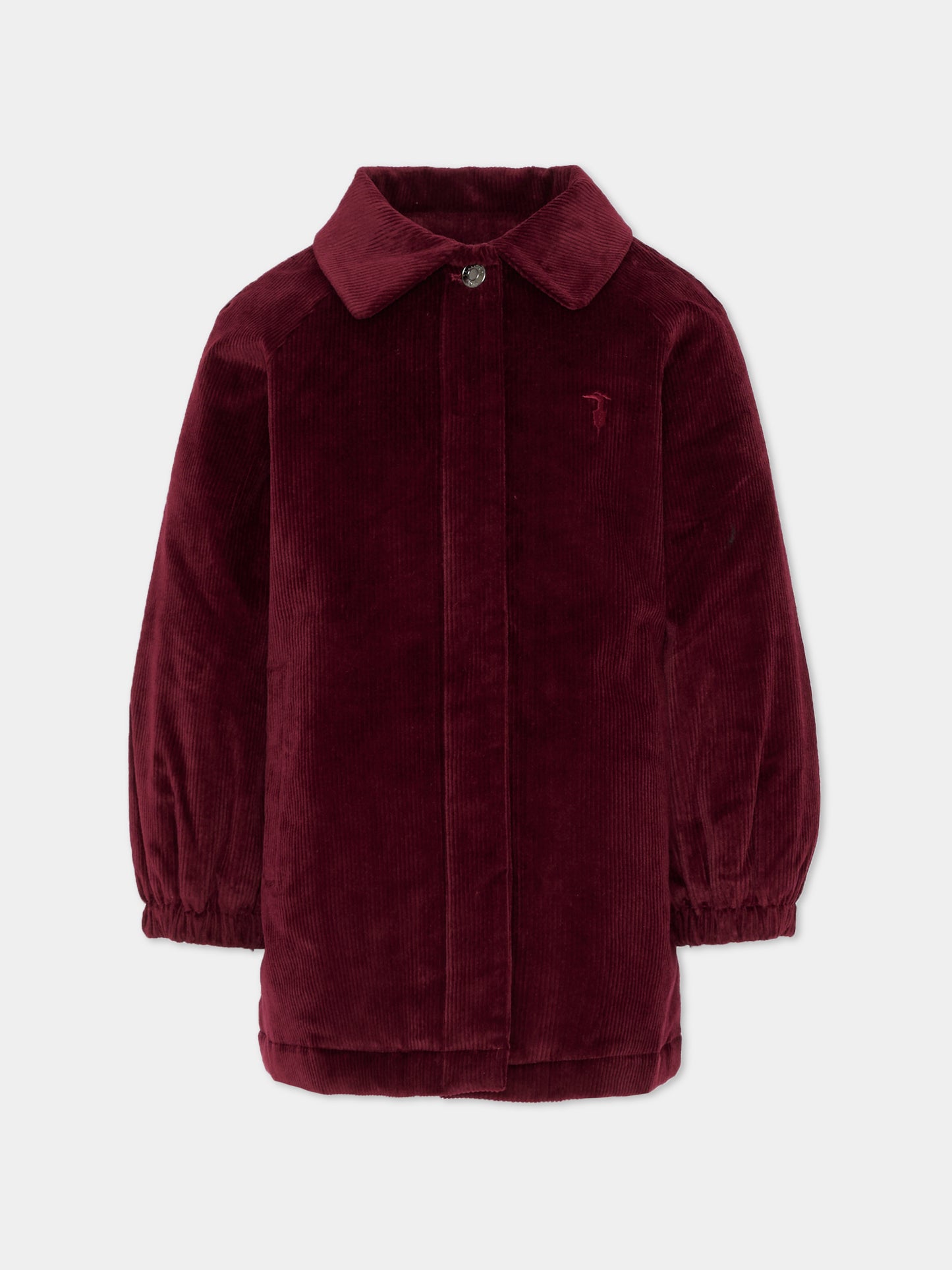Cappotto bordeaux per bambino con logo,Trussardi Junior,TGA25119CP NEW MAROON
