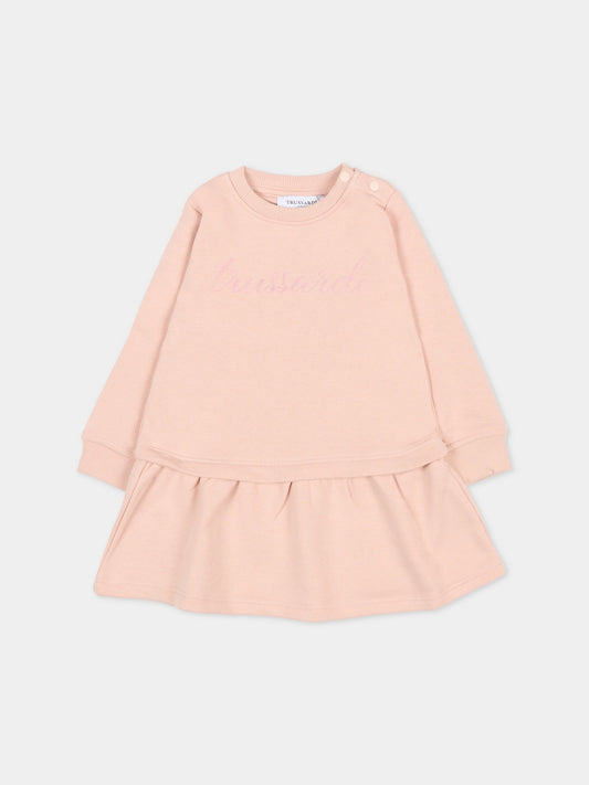 Vestito rosa per neonata con logo,Trussardi Junior,TIA25003VE ROSE SMOKE