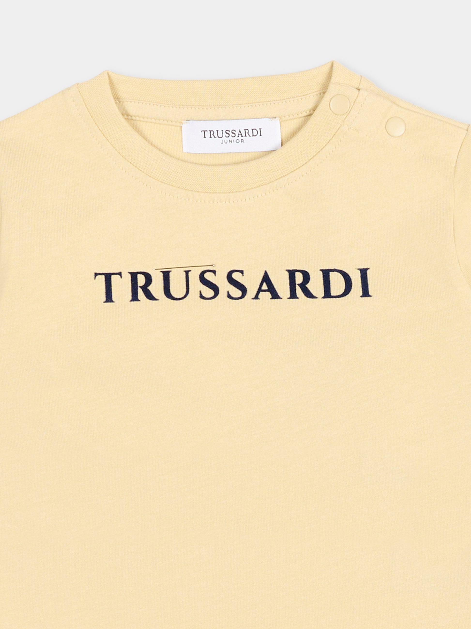 T-shirt beige per neonato con logo,Trussardi Junior,TIA25014TS BROWN RICE