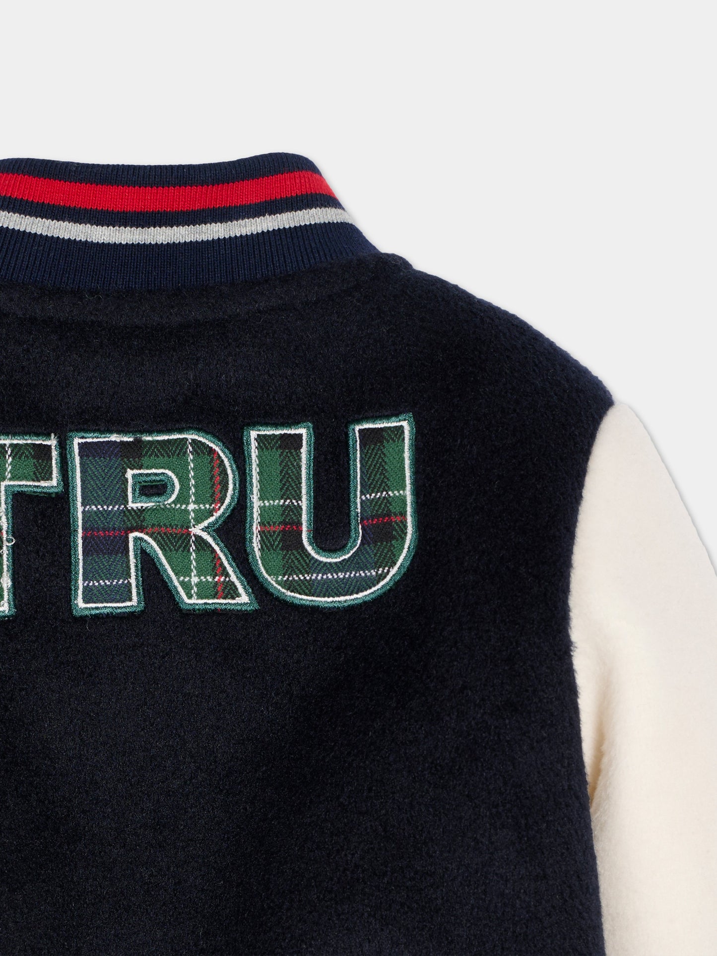 Bomber blu per neonato con logo tartan,Trussardi Junior,TIA25029GB PEACOAT