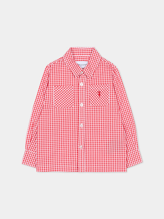 Camicia rossa per neonato con logo,Trussardi Junior,TIA25034CA OFF-WHITE