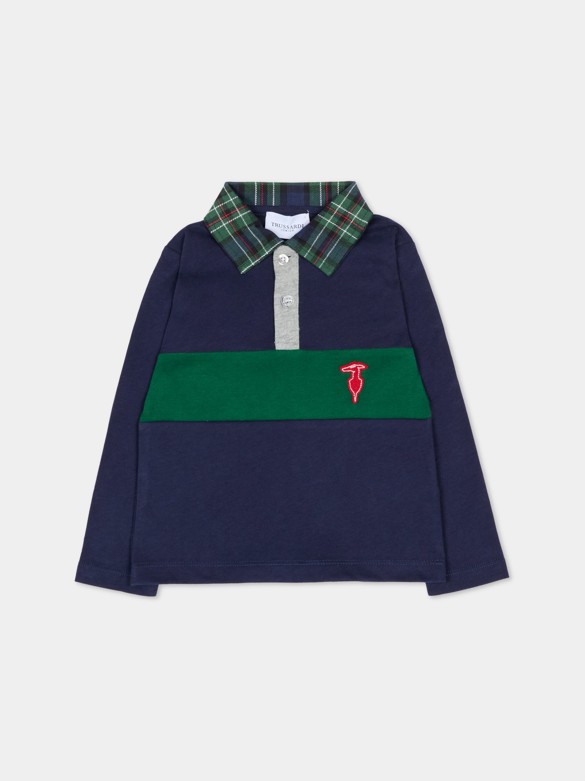 Polo blu per neonato con logo,Trussardi Junior,TIA25043PO PEACOAT