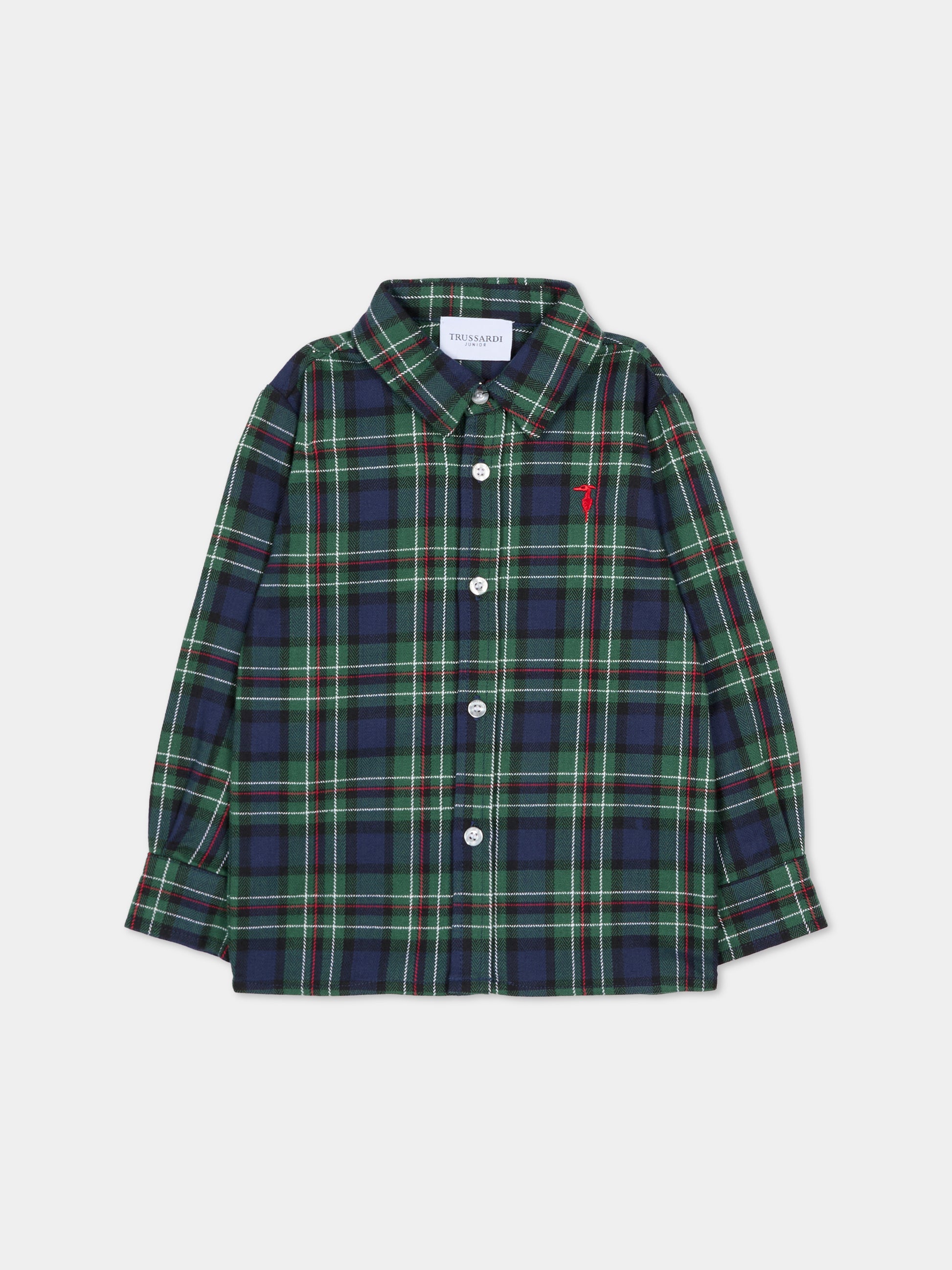 Camicia verde per neonato con logo,Trussardi Junior,TIA25053CA MADRASS