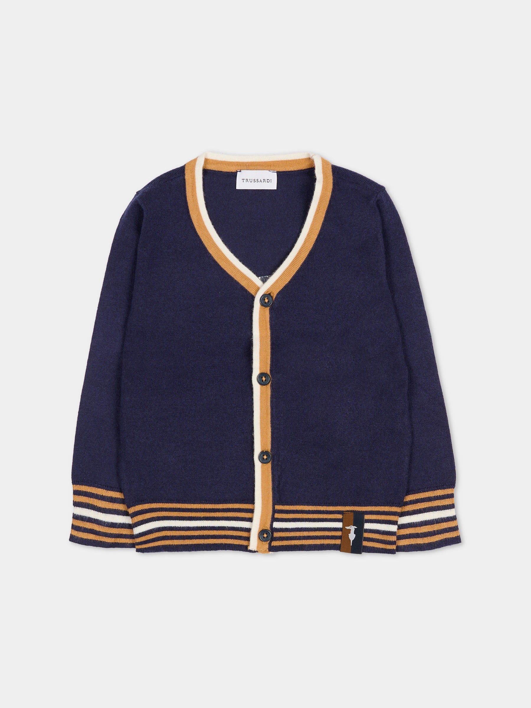 Cardigan blu per neonato con logo,Trussardi Junior,TIA25078CD PEACOAT