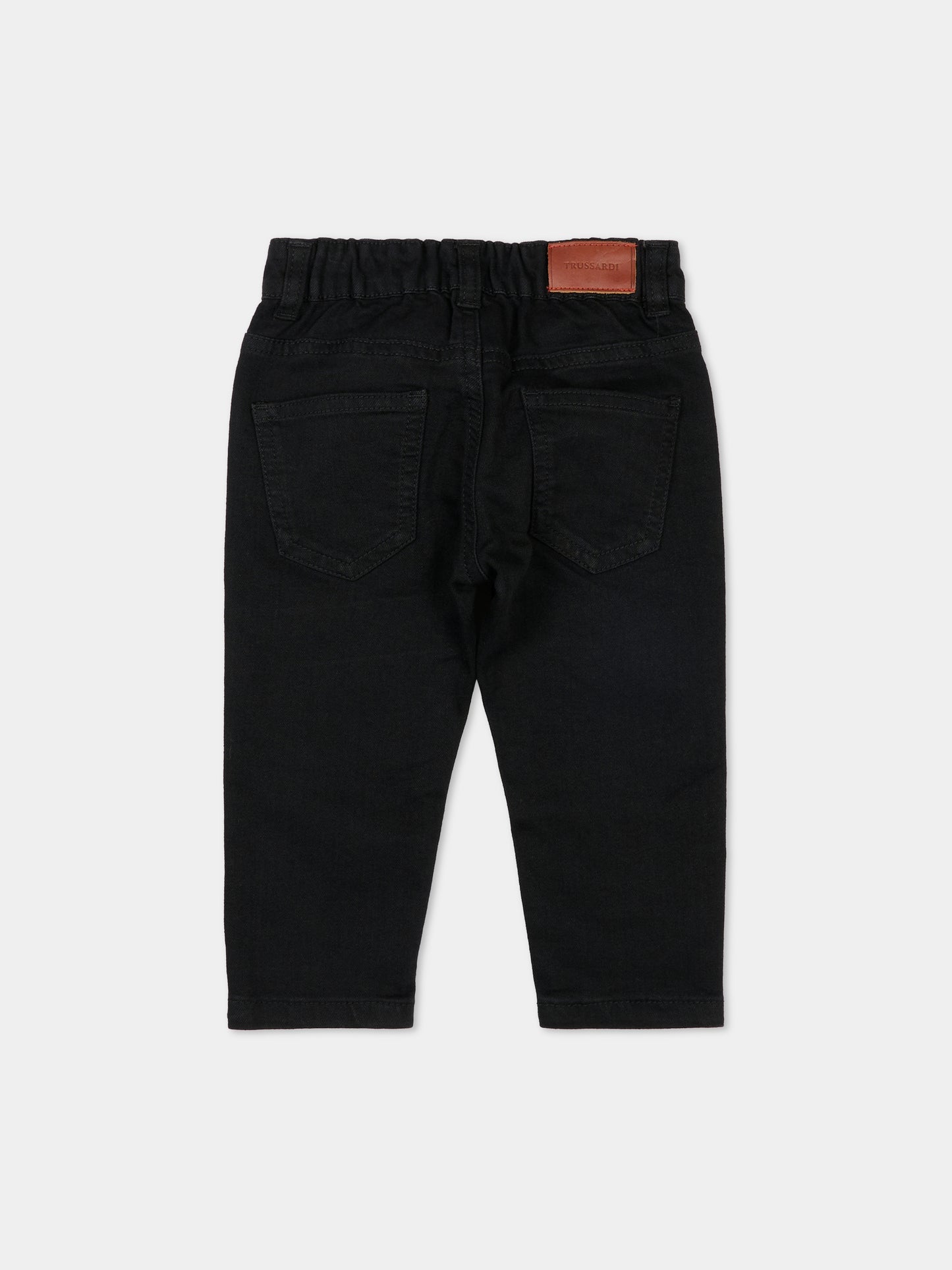 Jeans neri per neonato con logo,Trussardi Junior,TIA25088JE DENIM BLACK