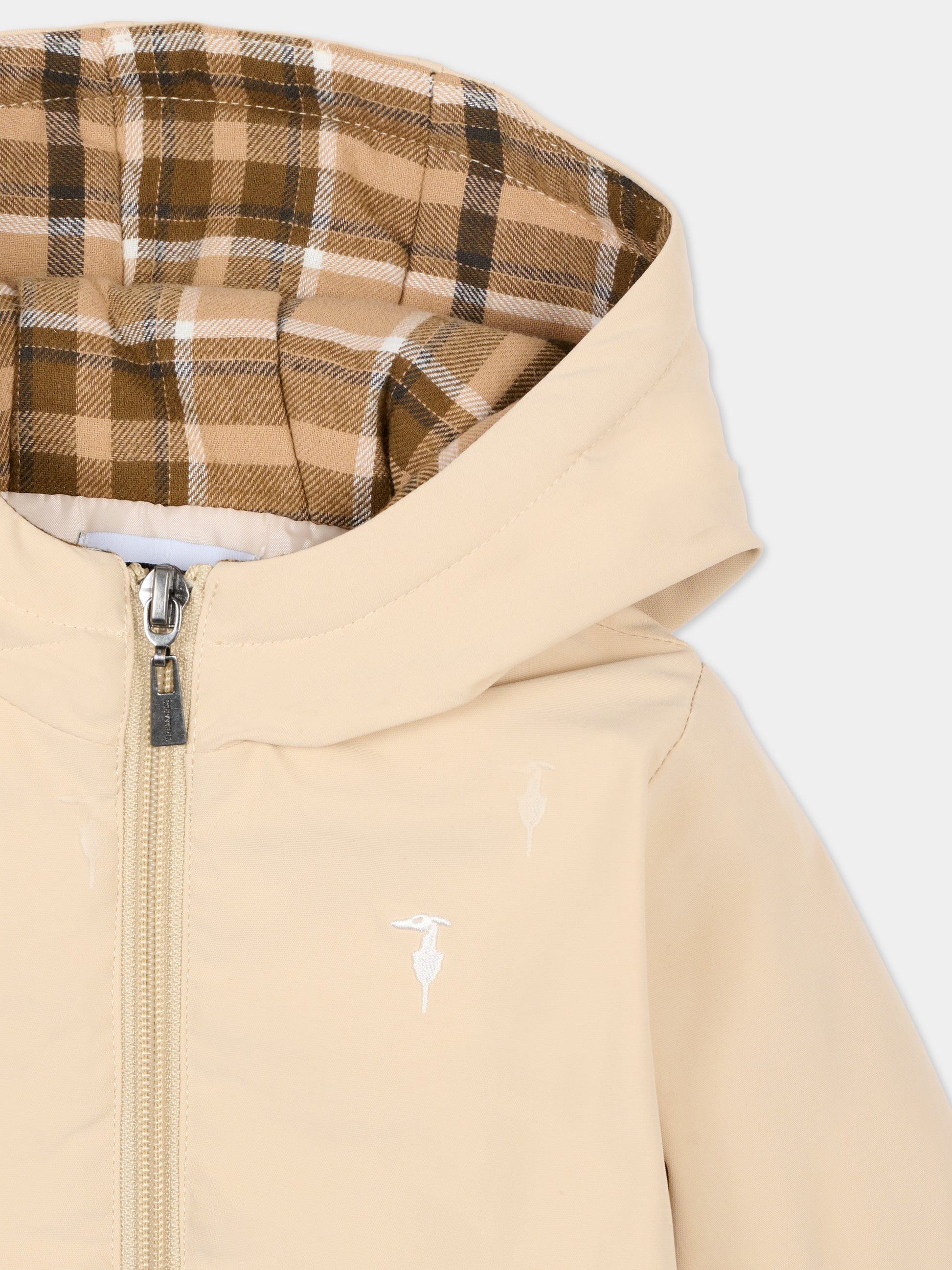 Giubbotto beige per neonato con logo,Trussardi Junior,TIA25090GB CHINCHILLA